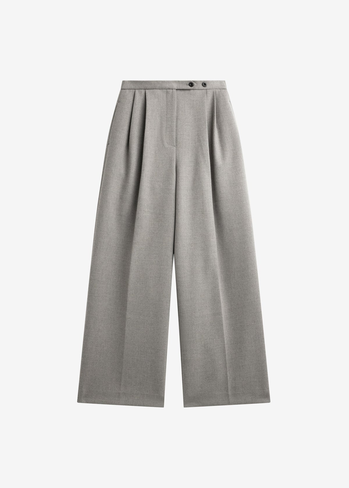 Haflso Pleated Wide Trousers - Beige Melange - 8