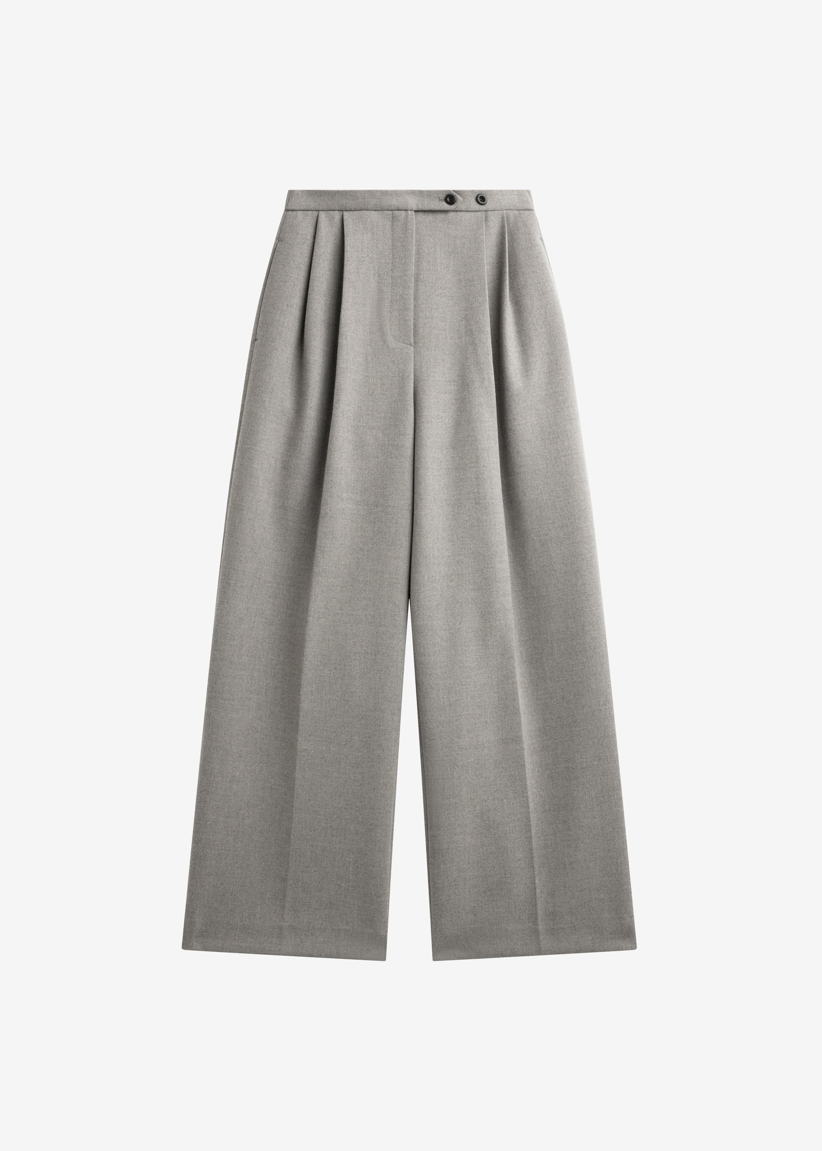 Haflso Pleated Wide Trousers - Beige Melange - 8