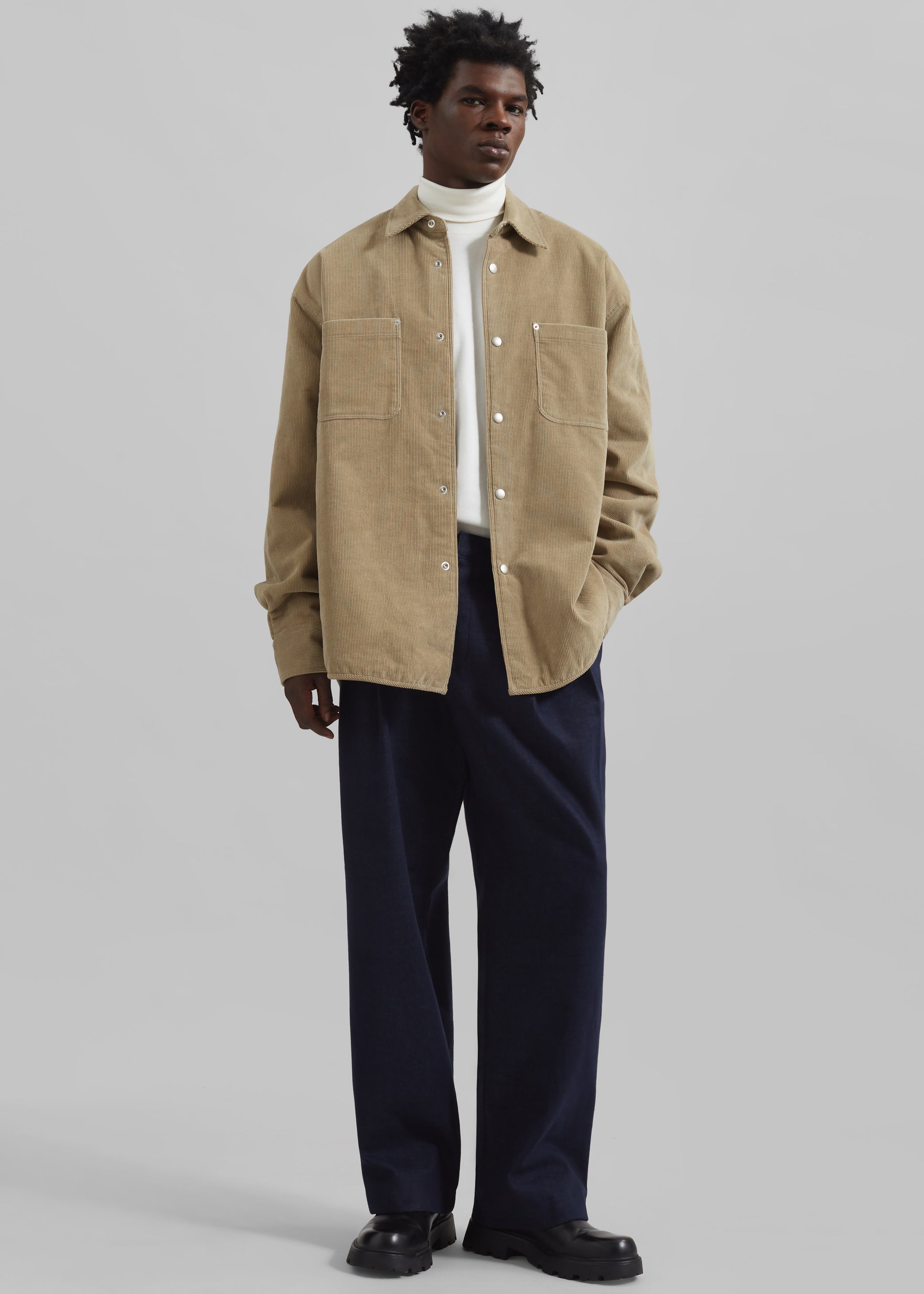 Shop the look image for Hagen Quilted Corduroy Shirt - Sand