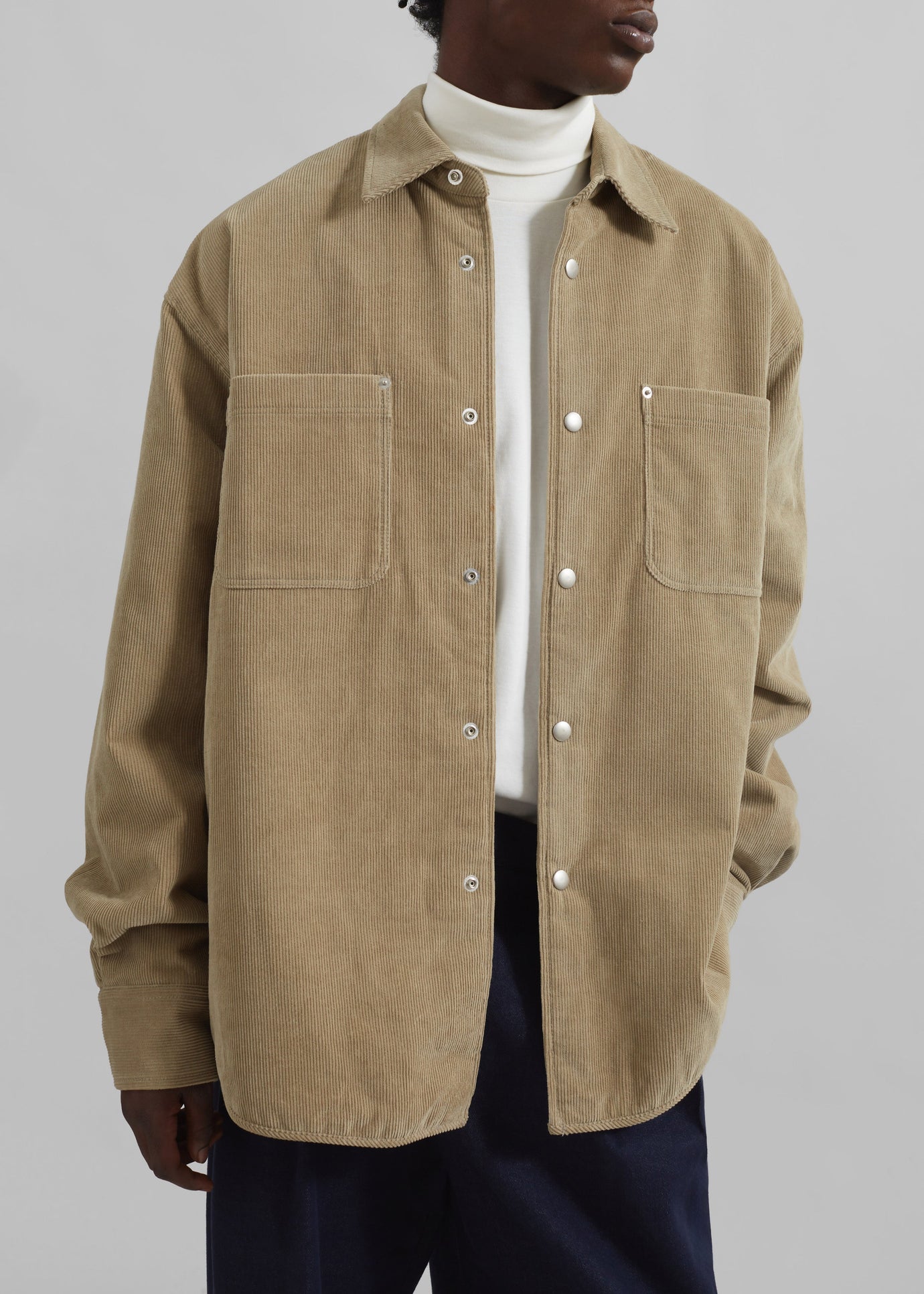 Hagen Quilted Corduroy Shirt - Sand - 1