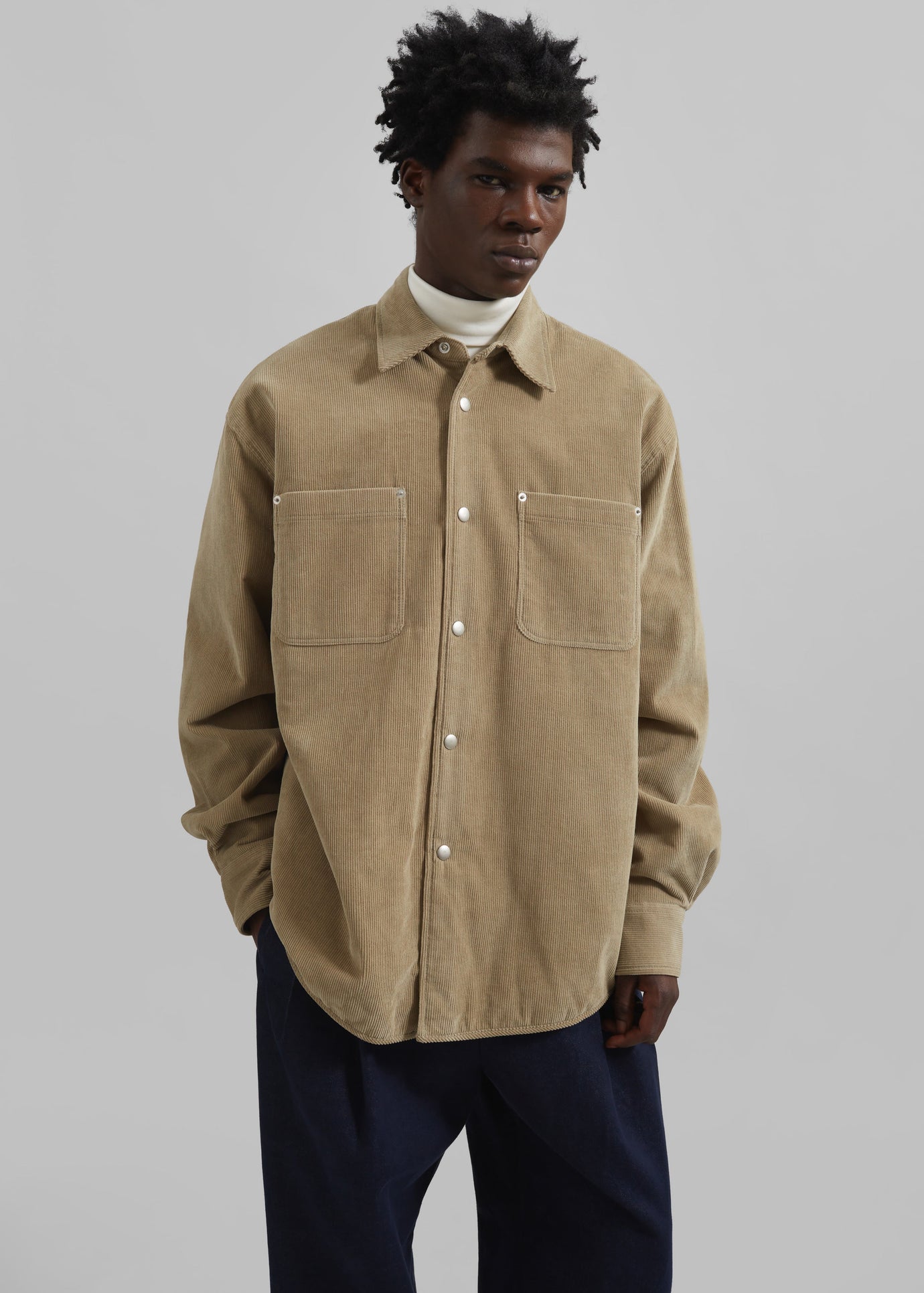 Hagen Quilted Corduroy Shirt - Sand