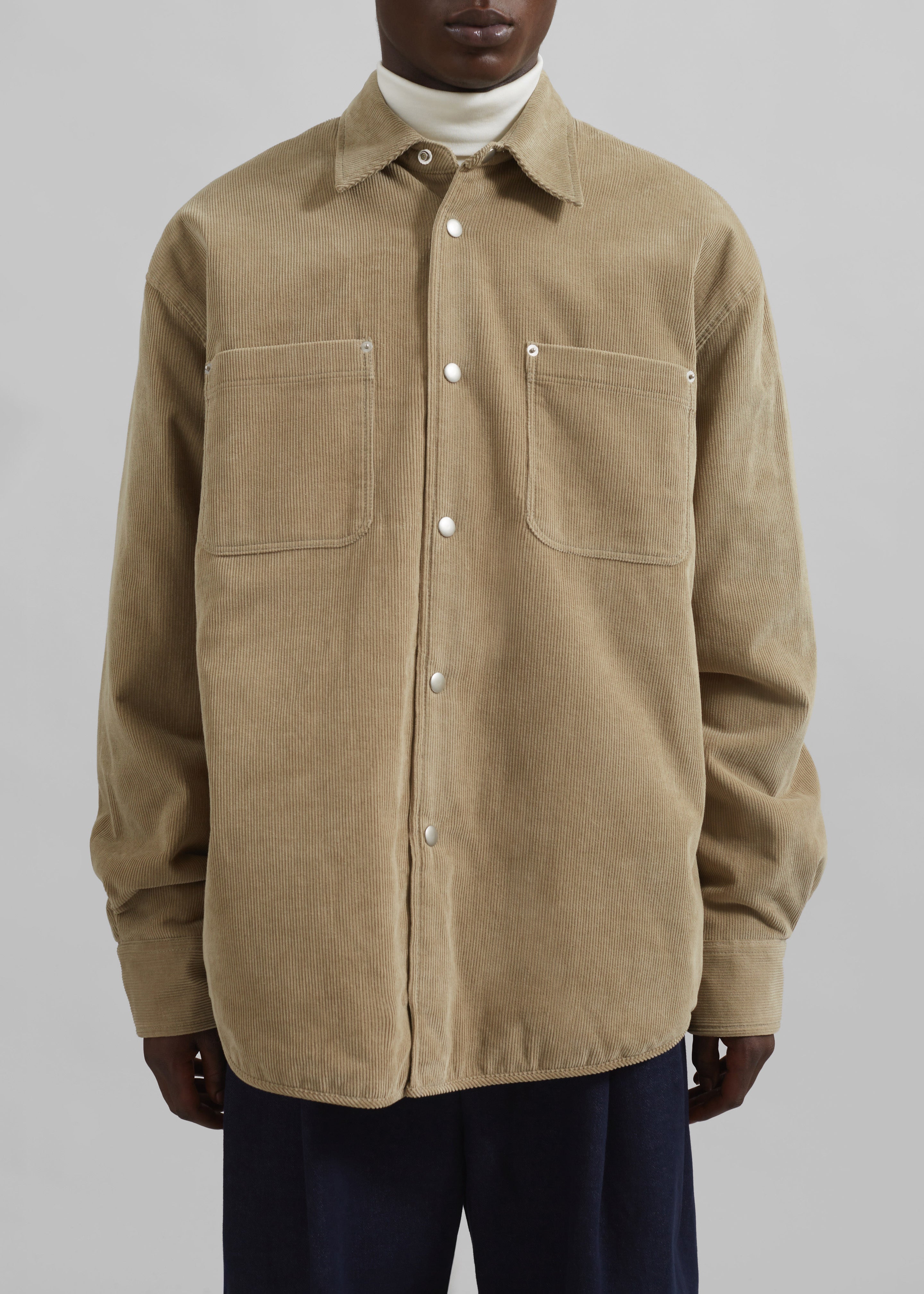 Hagen Quilted Corduroy Shirt - Sand - 5