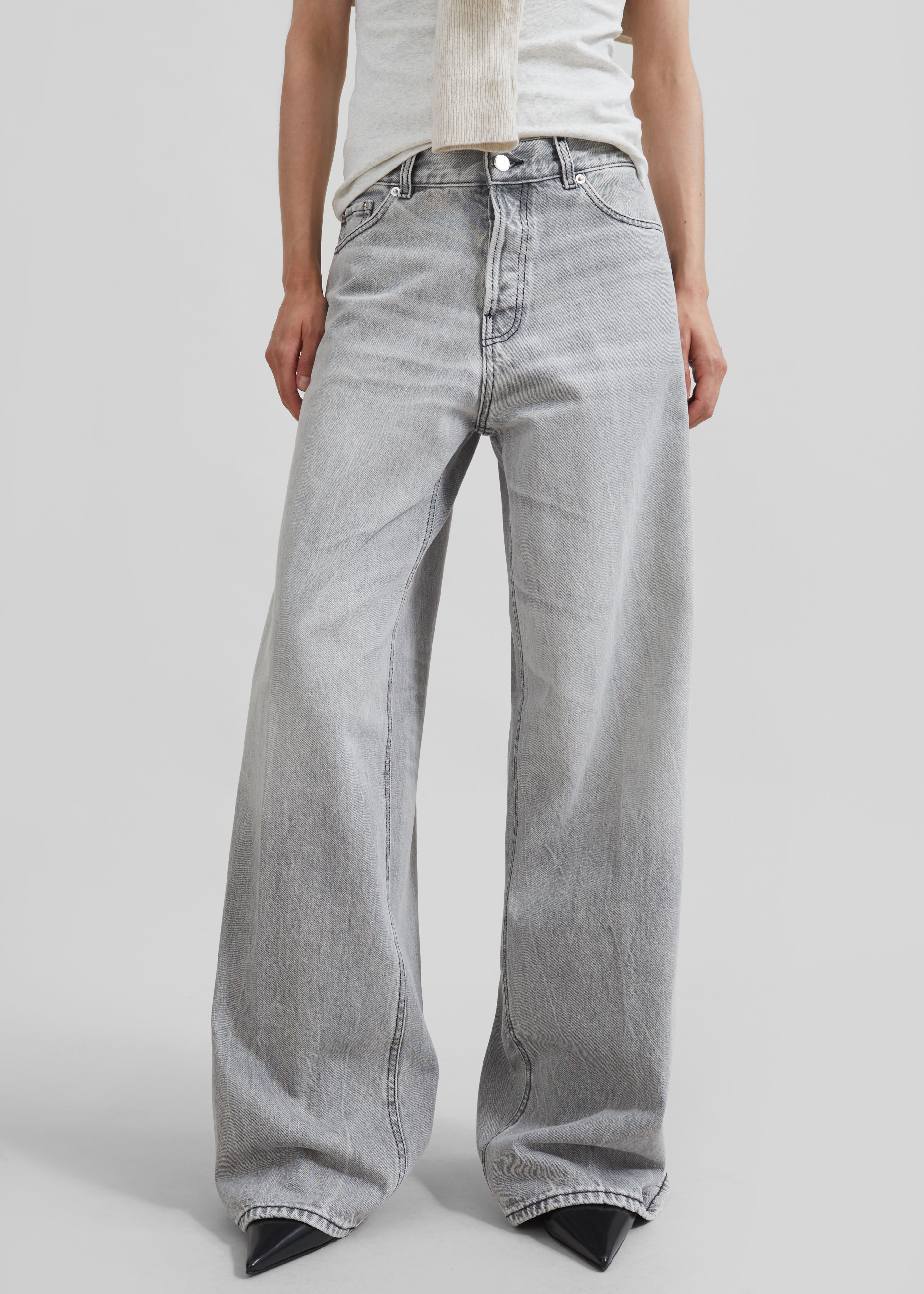 Haikure Bethany Wide Leg Jeans - Fog Grey - 1