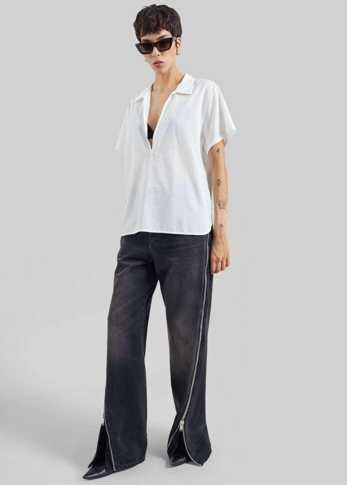 Haikure Bonnie Zip Denim Pants - Vintage Black - 1