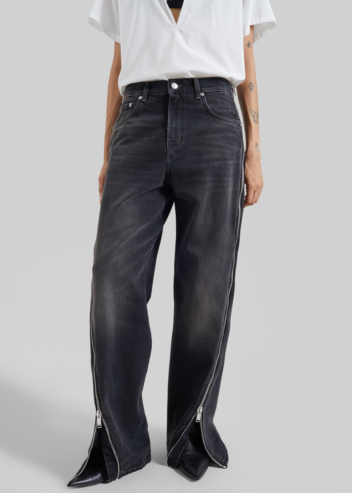 Haikure Bonnie Zip Denim Pants - Vintage Black - 4