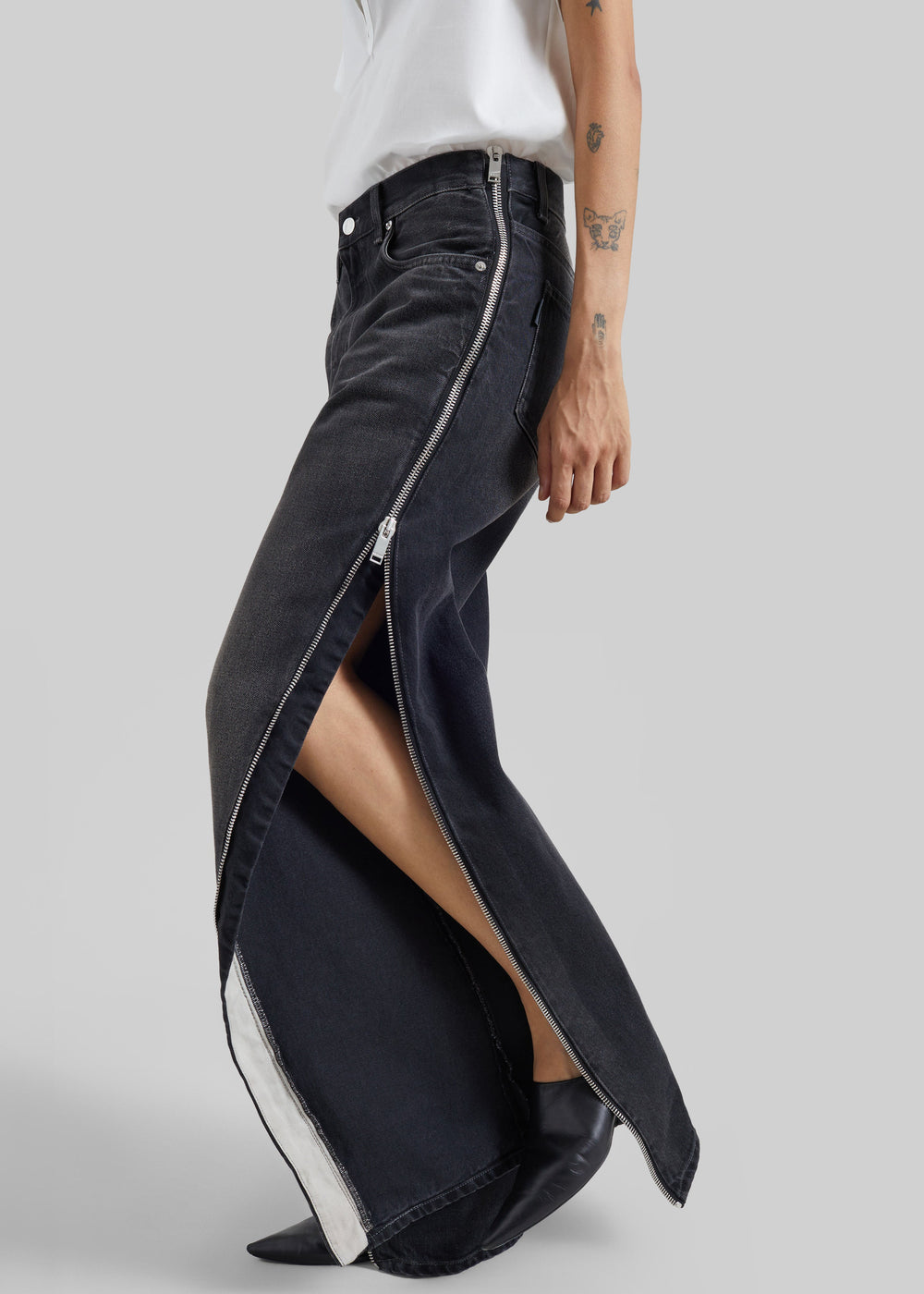 Haikure Bonnie Zip Denim Pants - Vintage Black - 1