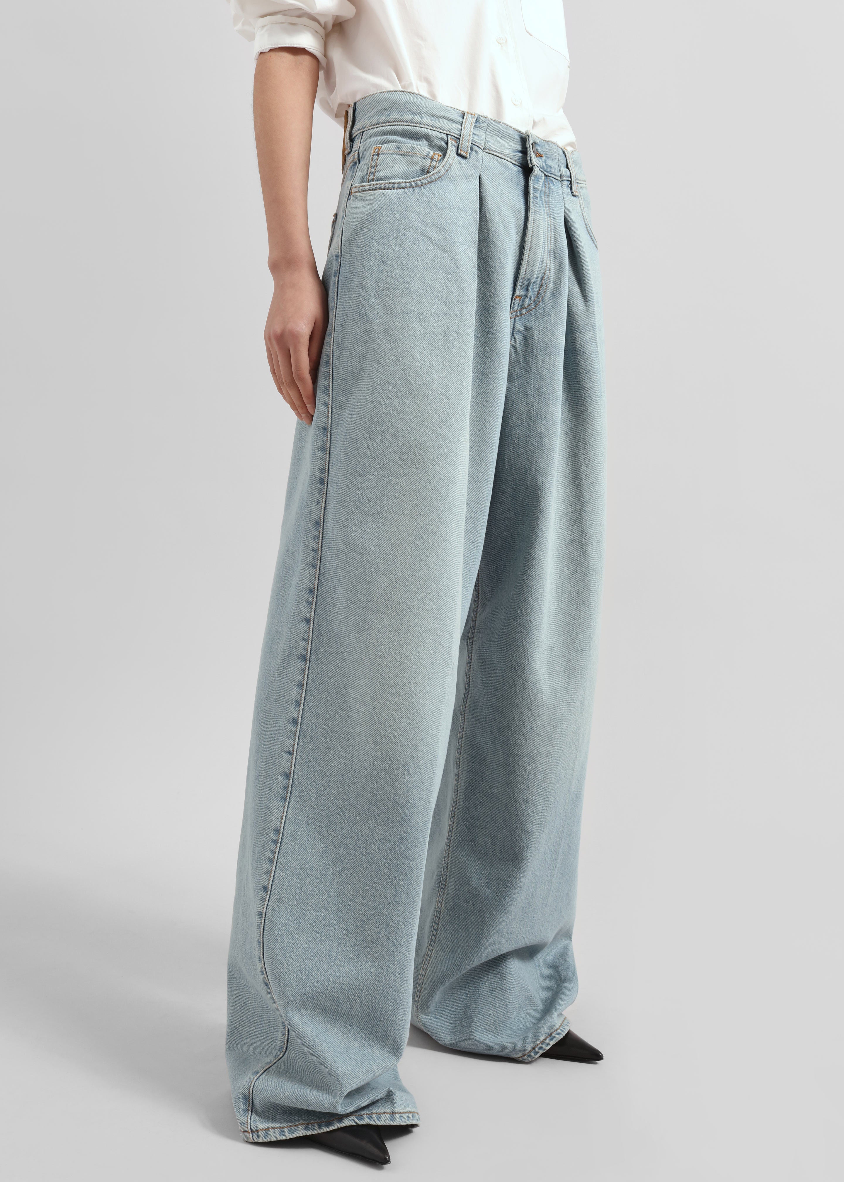 Haikure Candy Pleated Wide Leg Jeans - Emerald Blue - 5