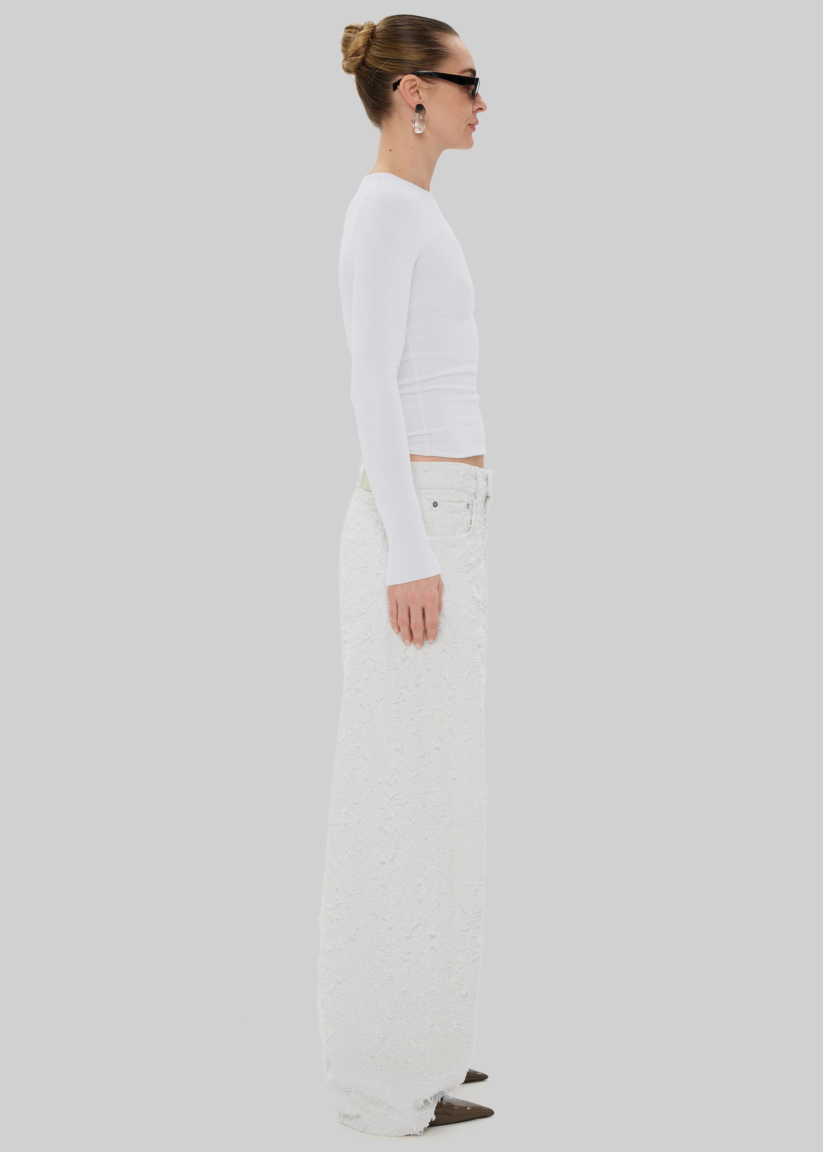 Haikure Clyde Double Fur Denim Pants - Off White - 4