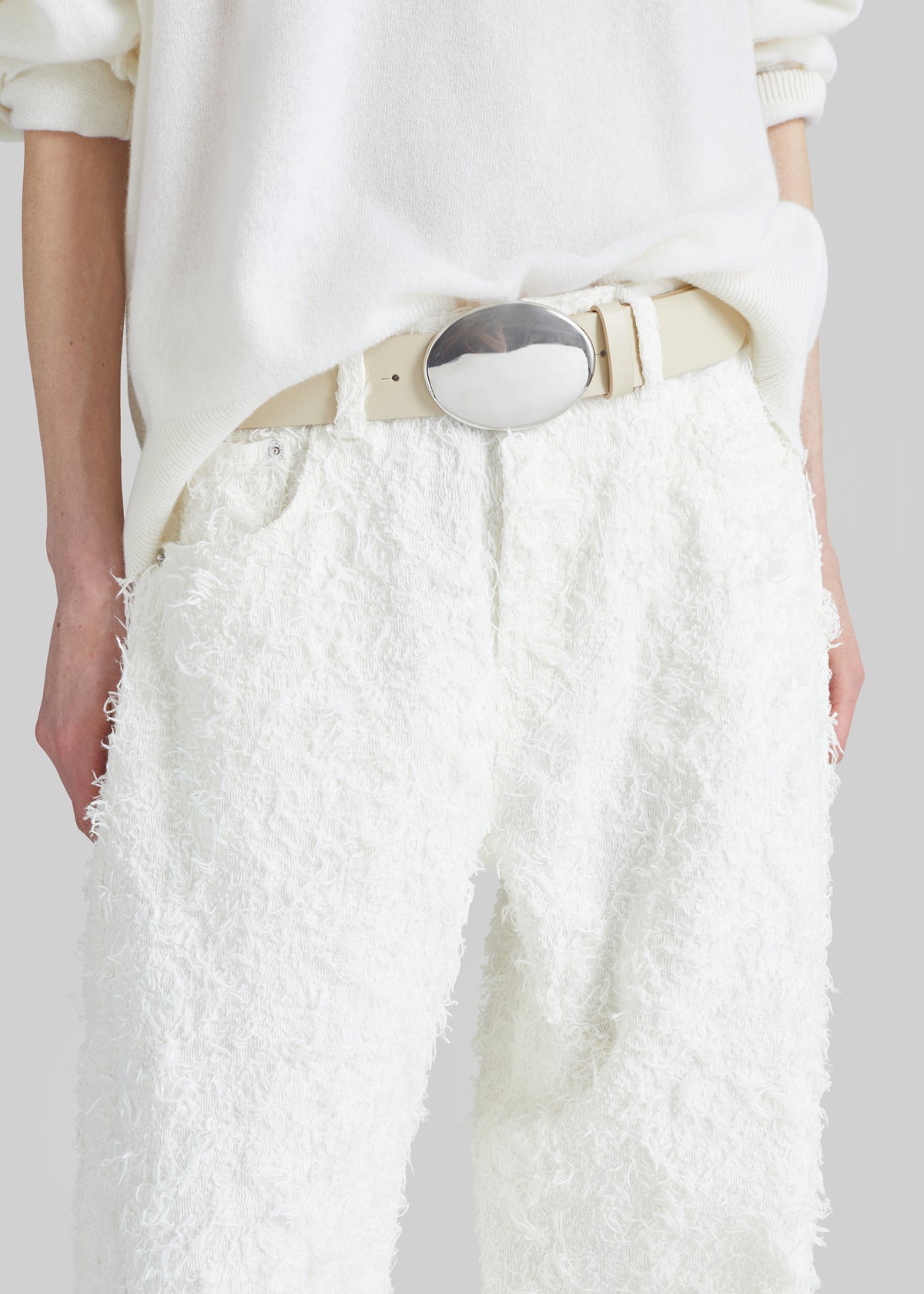 Haikure Clyde Double Fur Denim Pants - Off White