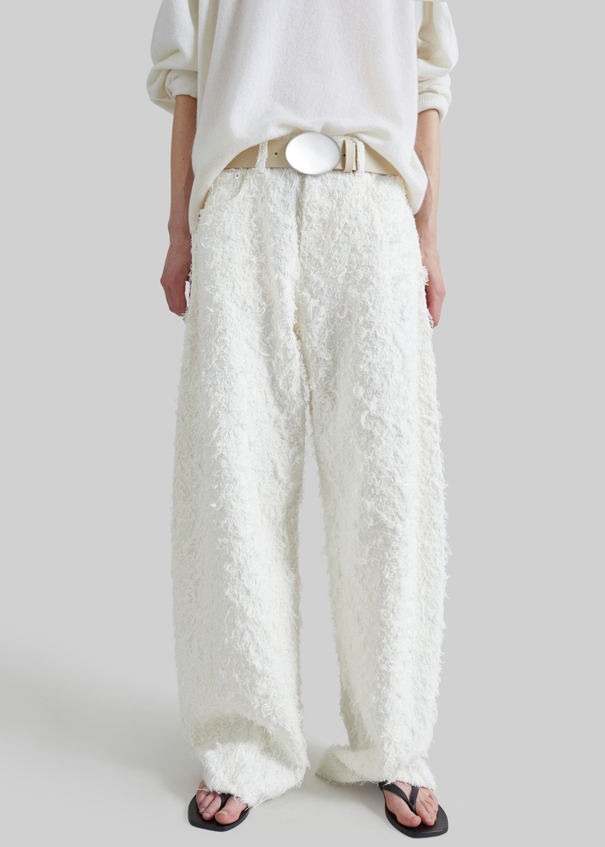 Haikure Clyde Double Fur Denim Pants - Off White