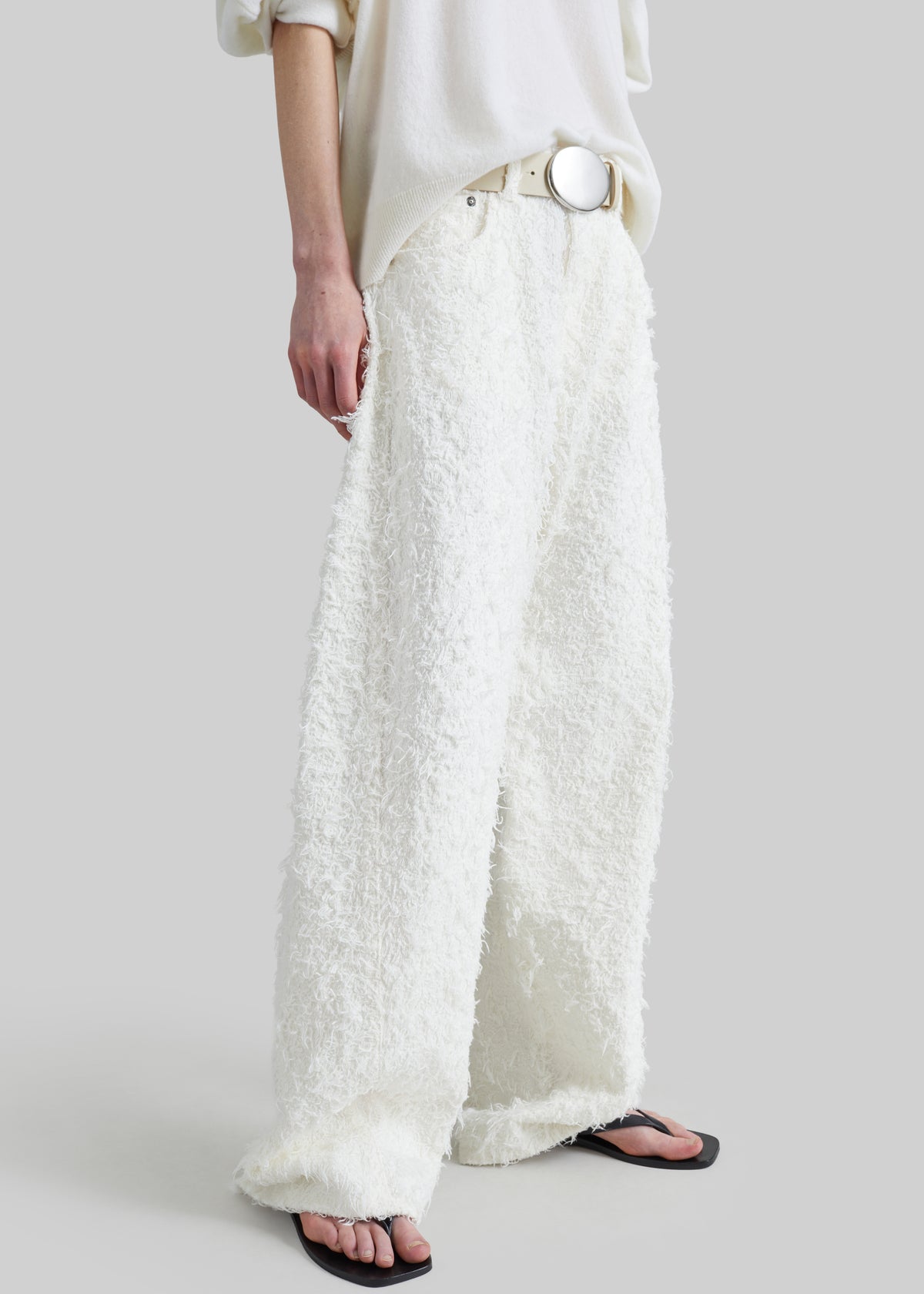Haikure Clyde Double Fur Denim Pants - Off White