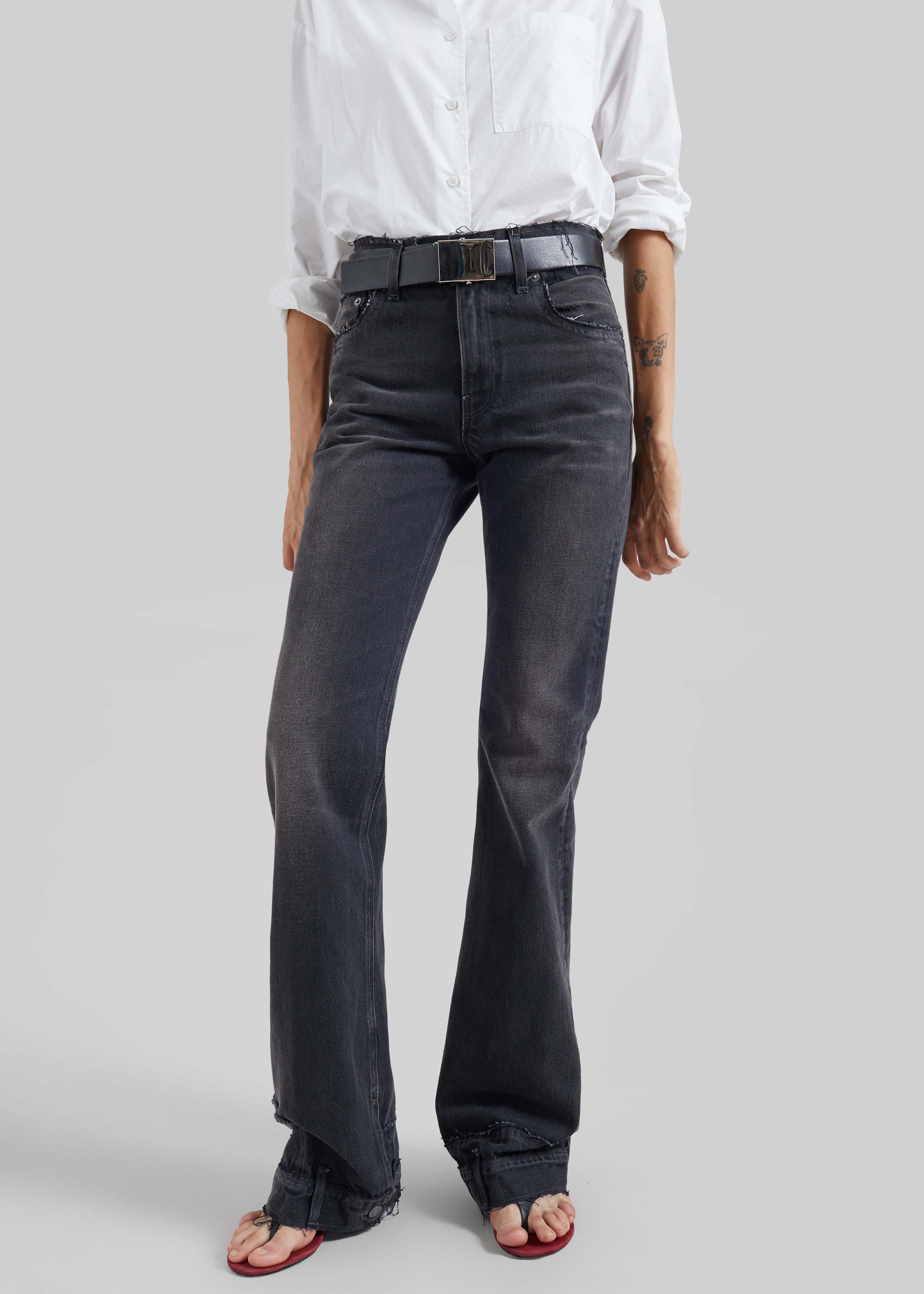 Haikure Flora Cut Denim Pants - Vintage Black - 4