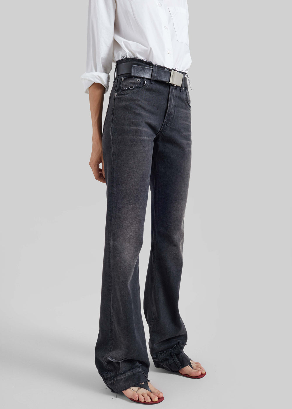 Haikure Flora Cut Denim Pants - Vintage Black - 1