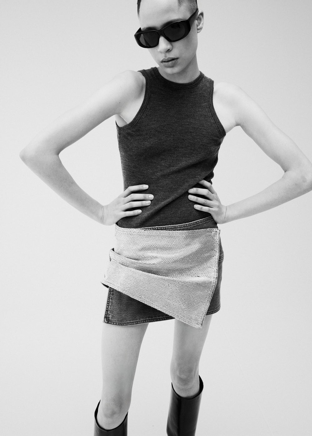 Haikure May Skirt - Stapled Black