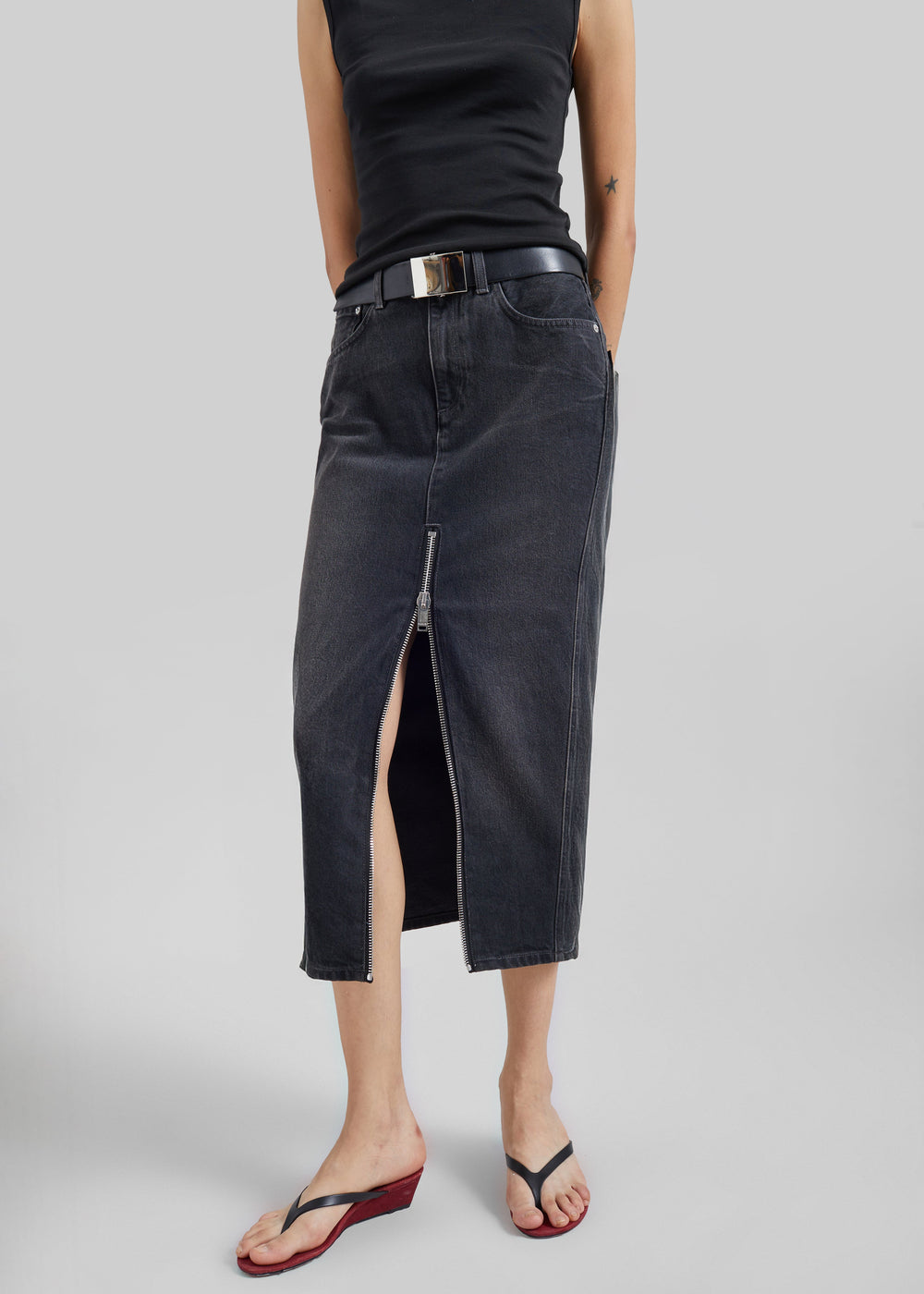 Haikure Mira Denim Skirt - Vintage Black - 1