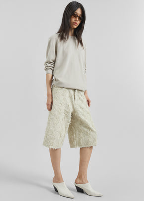 Haikure New Becky Fur Denim Shorts - Ecru