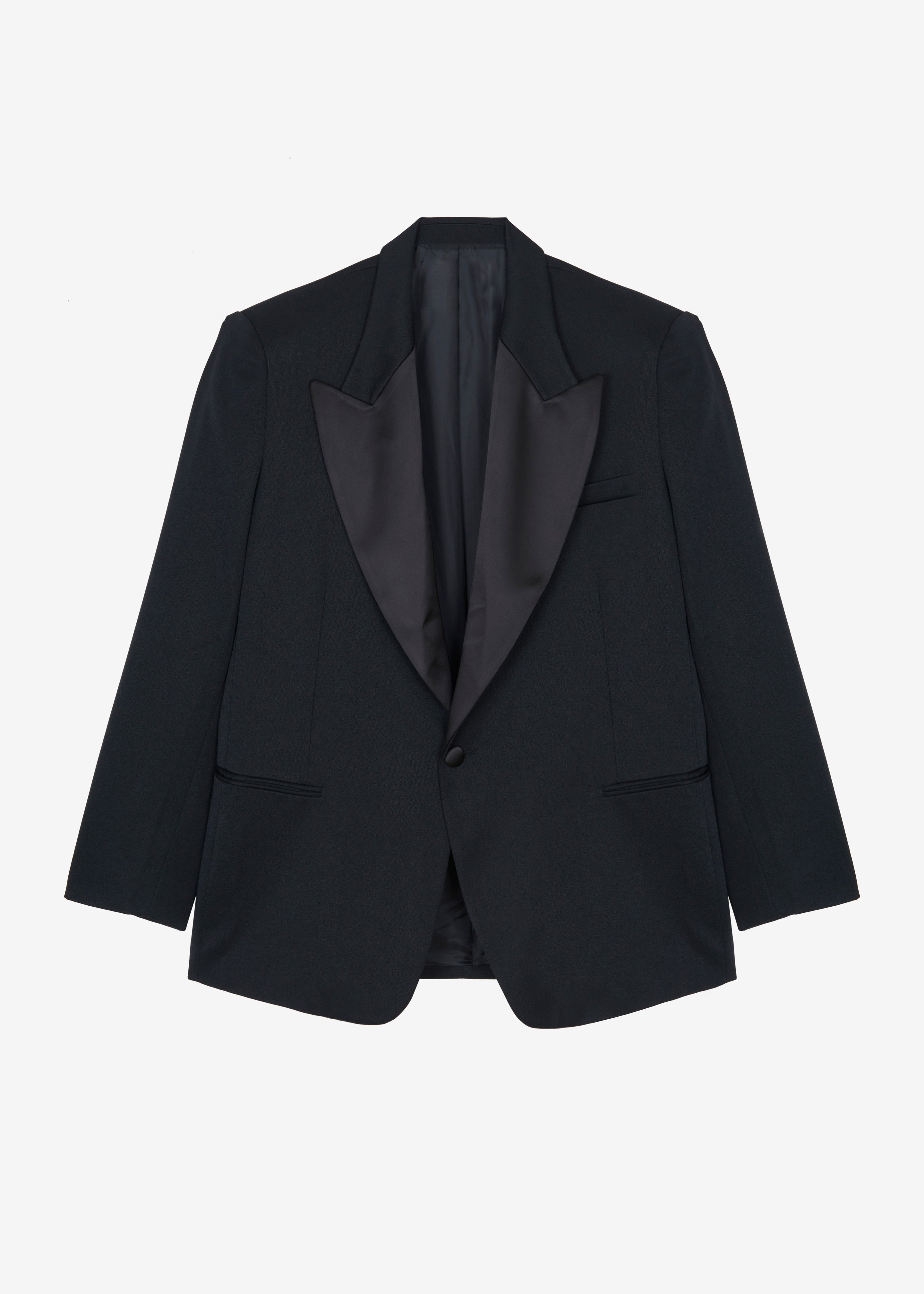 Halle Satin Collar Blazer - Black - 11