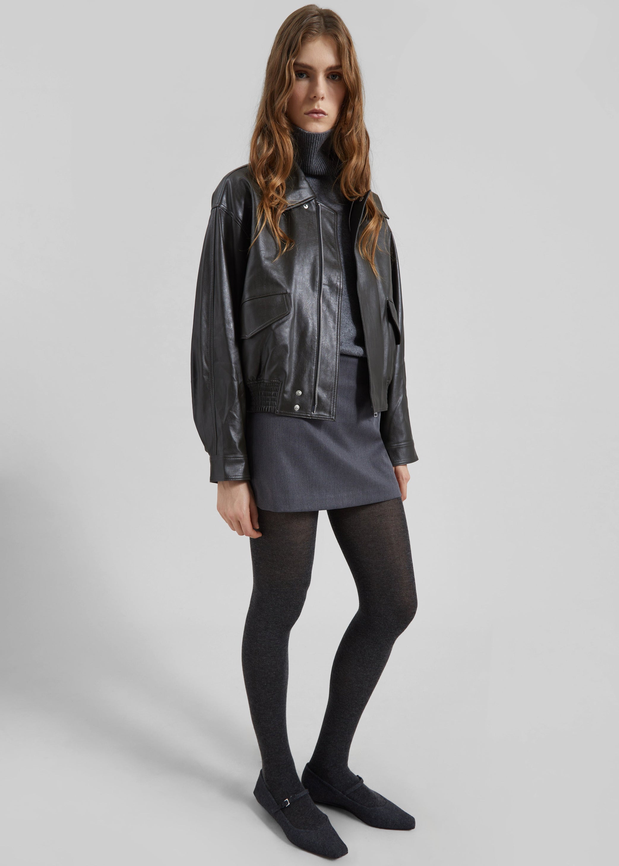 Shop the look image for Halmstad Faux Leather Jacket - Charcoal