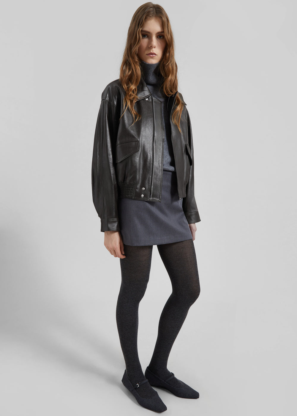 Halmstad Faux Leather Jacket - Charcoal
