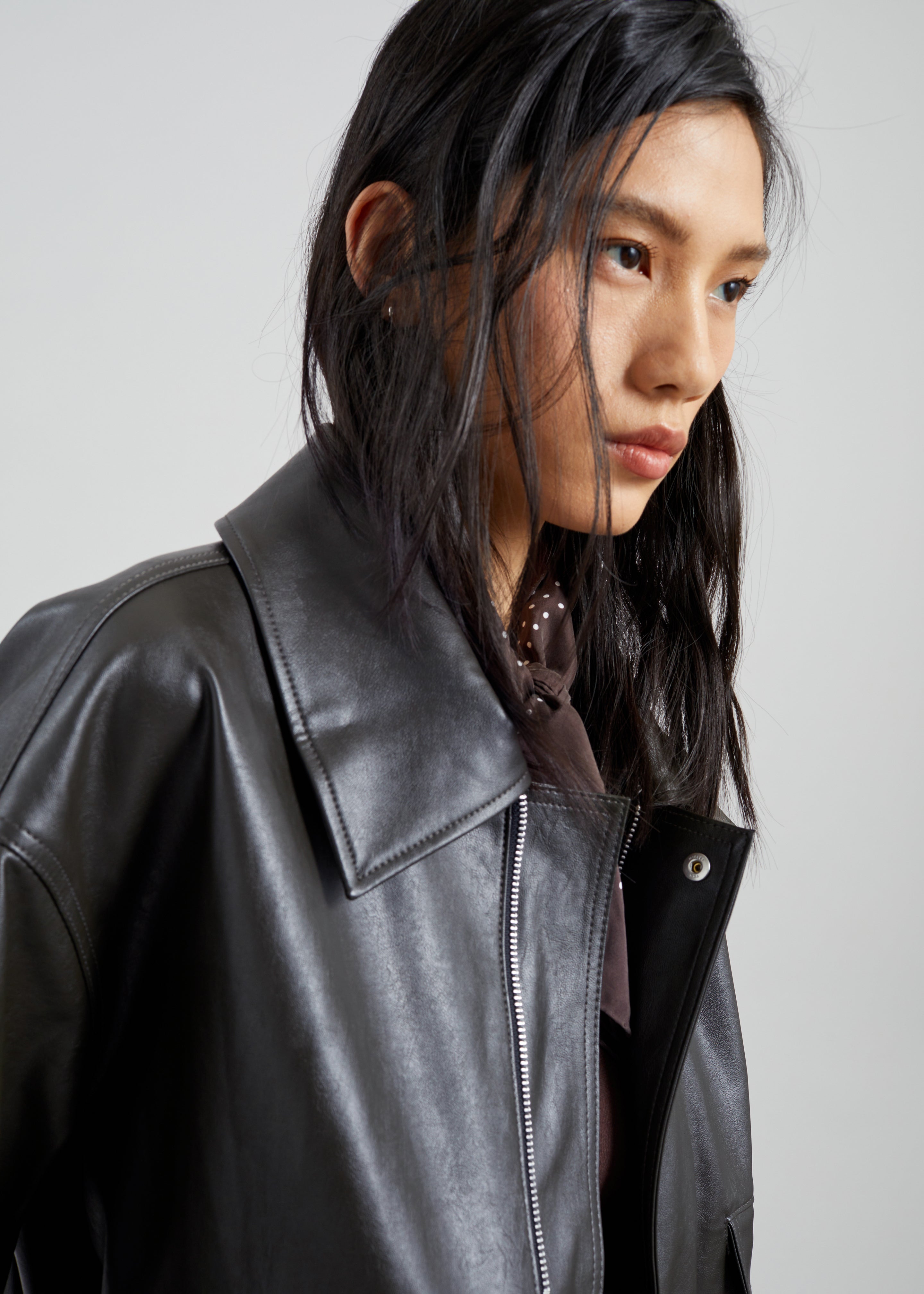 Halmstad Faux Leather Jacket - Charcoal – The Frankie Shop Europe