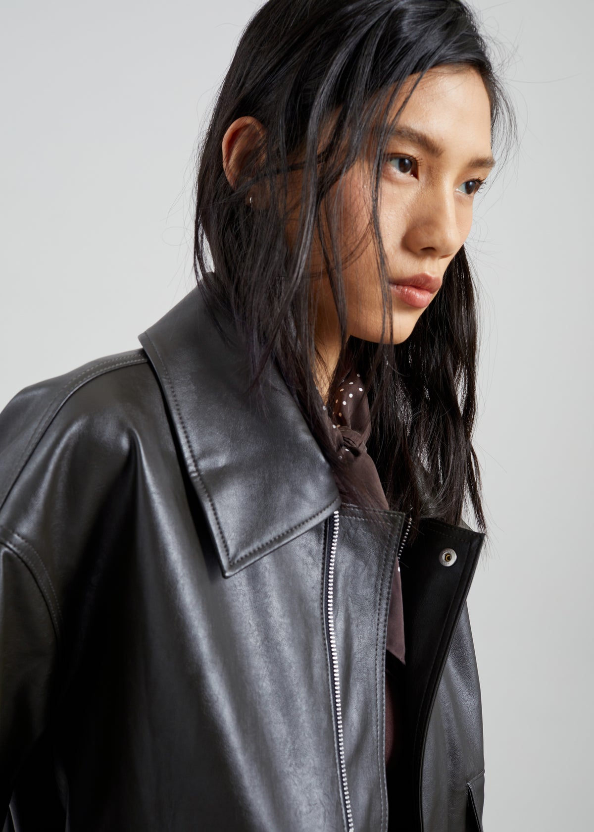 Halmstad Faux Leather Jacket - Charcoal - 4