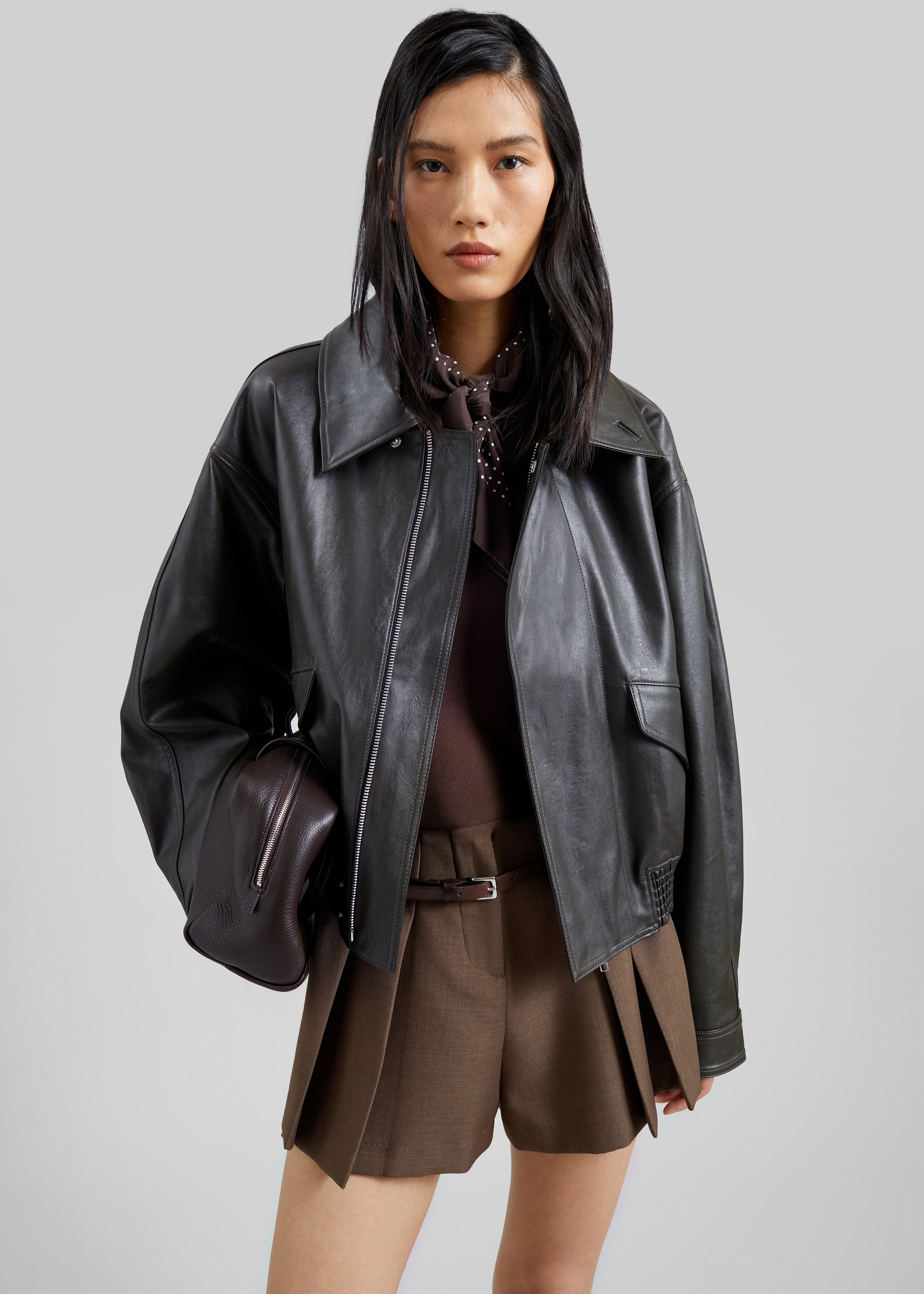 Halmstad Faux Leather Jacket - Charcoal – The Frankie Shop Europe