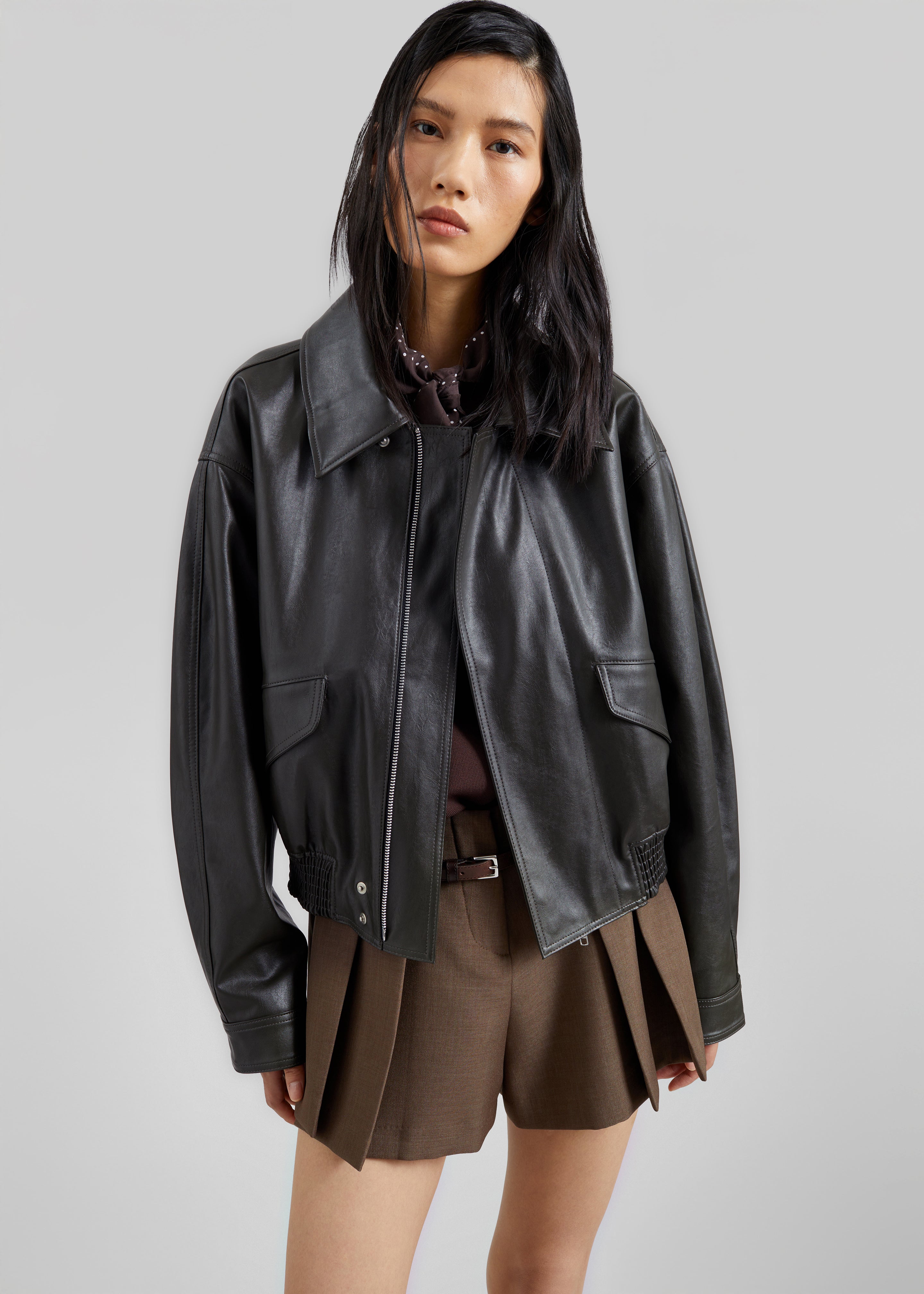 Halmstad Faux Leather Jacket - Charcoal – The Frankie Shop Europe