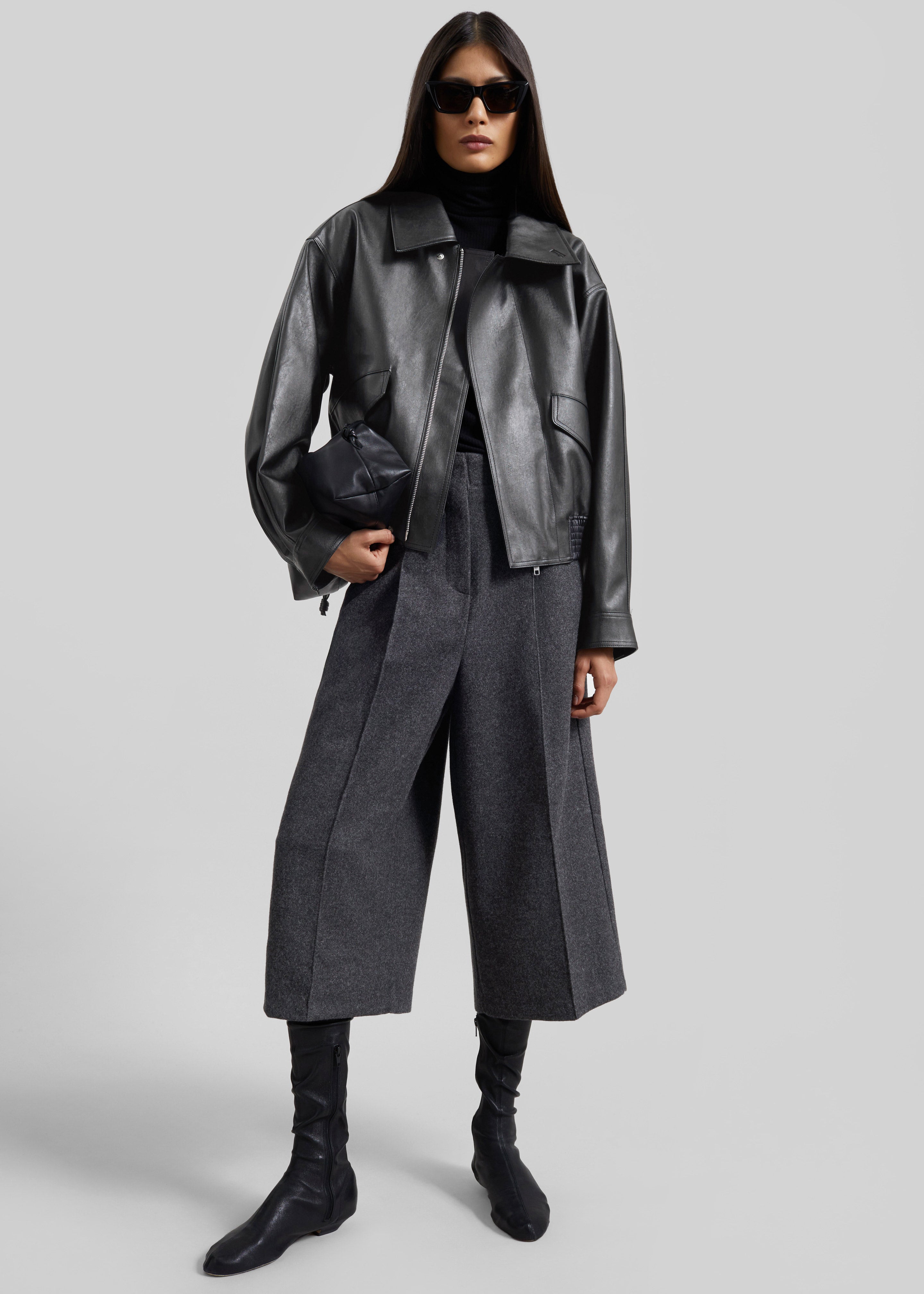 Leher Tailored Wool Culottes - Charcoal - 5