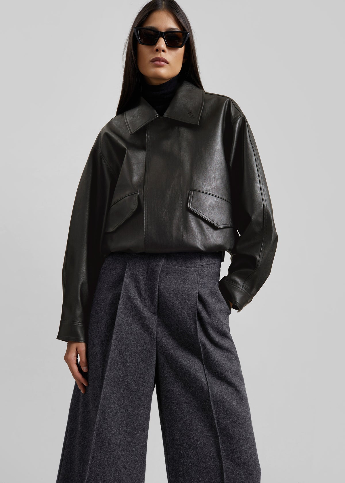 Halmstad Faux Leather Jacket - Charcoal - 6