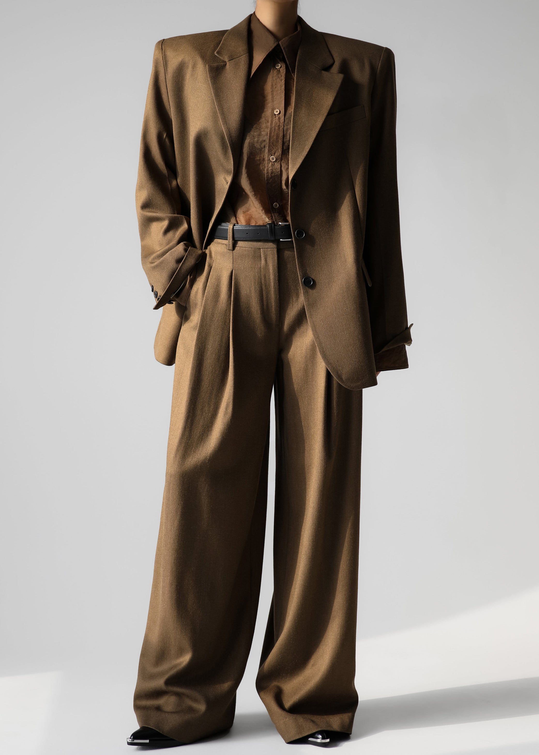 Shop the look image for Halser Pintuck Trousers - Brown