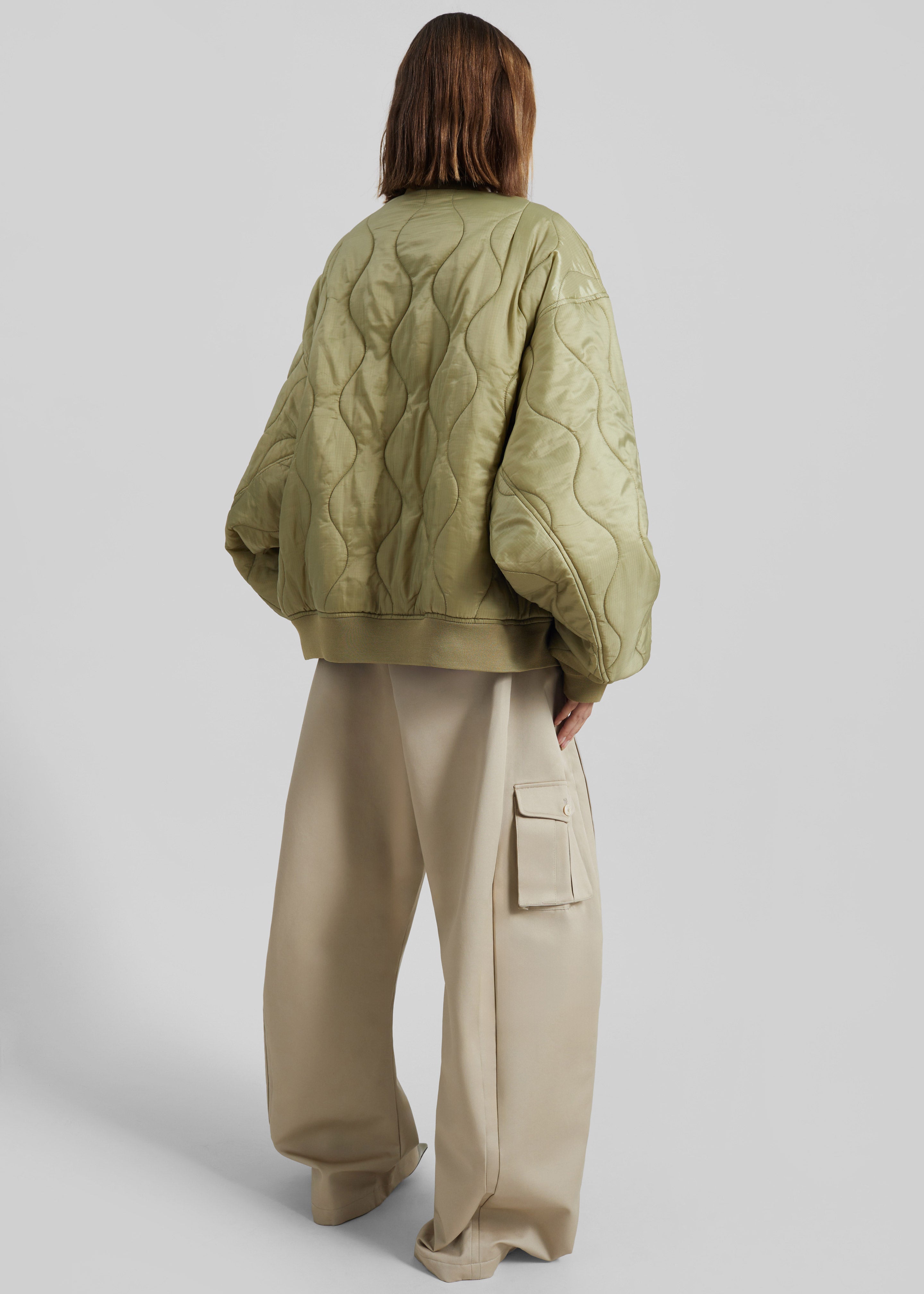 Halsey Quilted Bomber Jacket - Moss Green - 7
