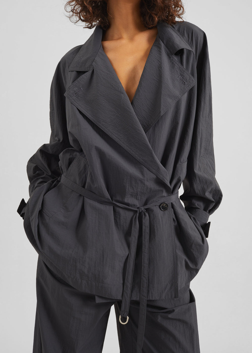 Halver Light Trench Jacket - Charcoal - 1
