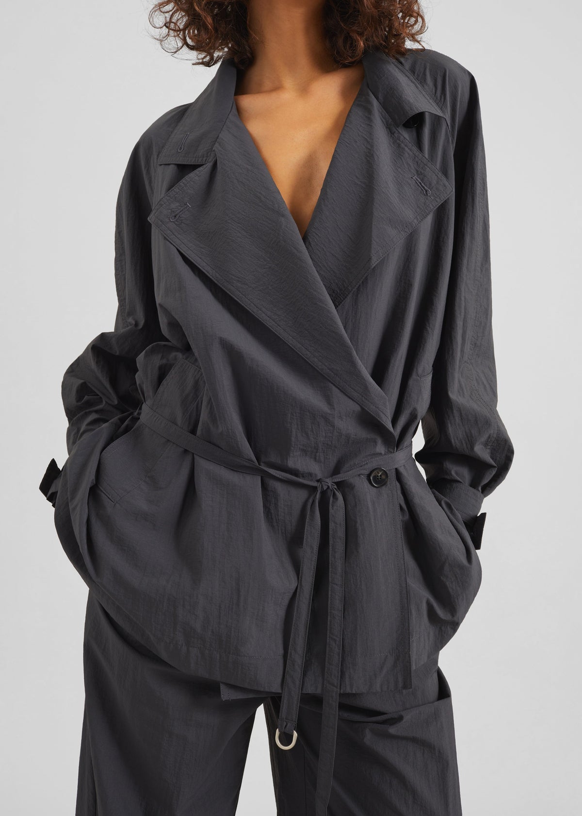 Halver Light Trench Jacket - Charcoal - 2