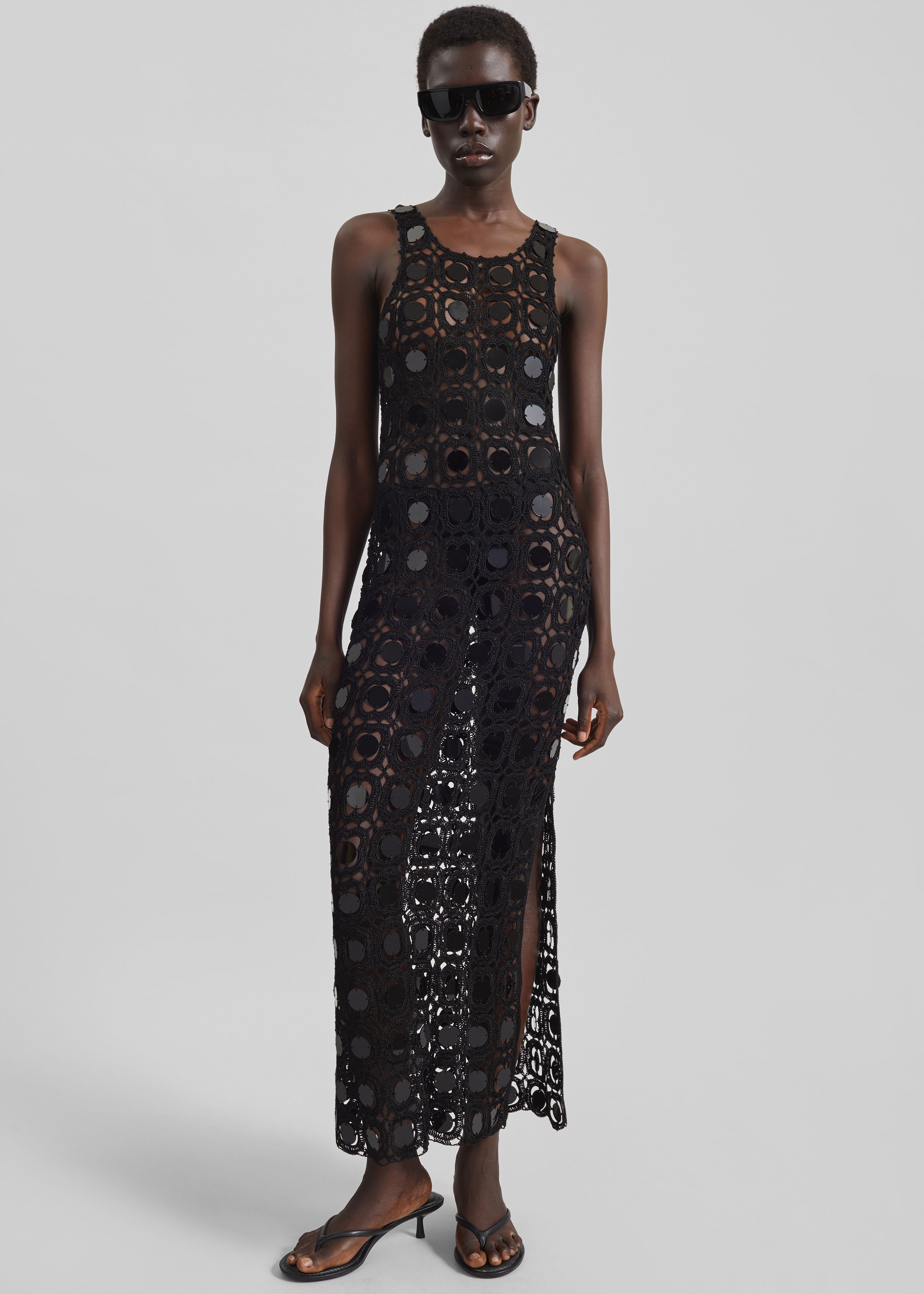 Hamina Mirror Crochet Dress - Black - 1