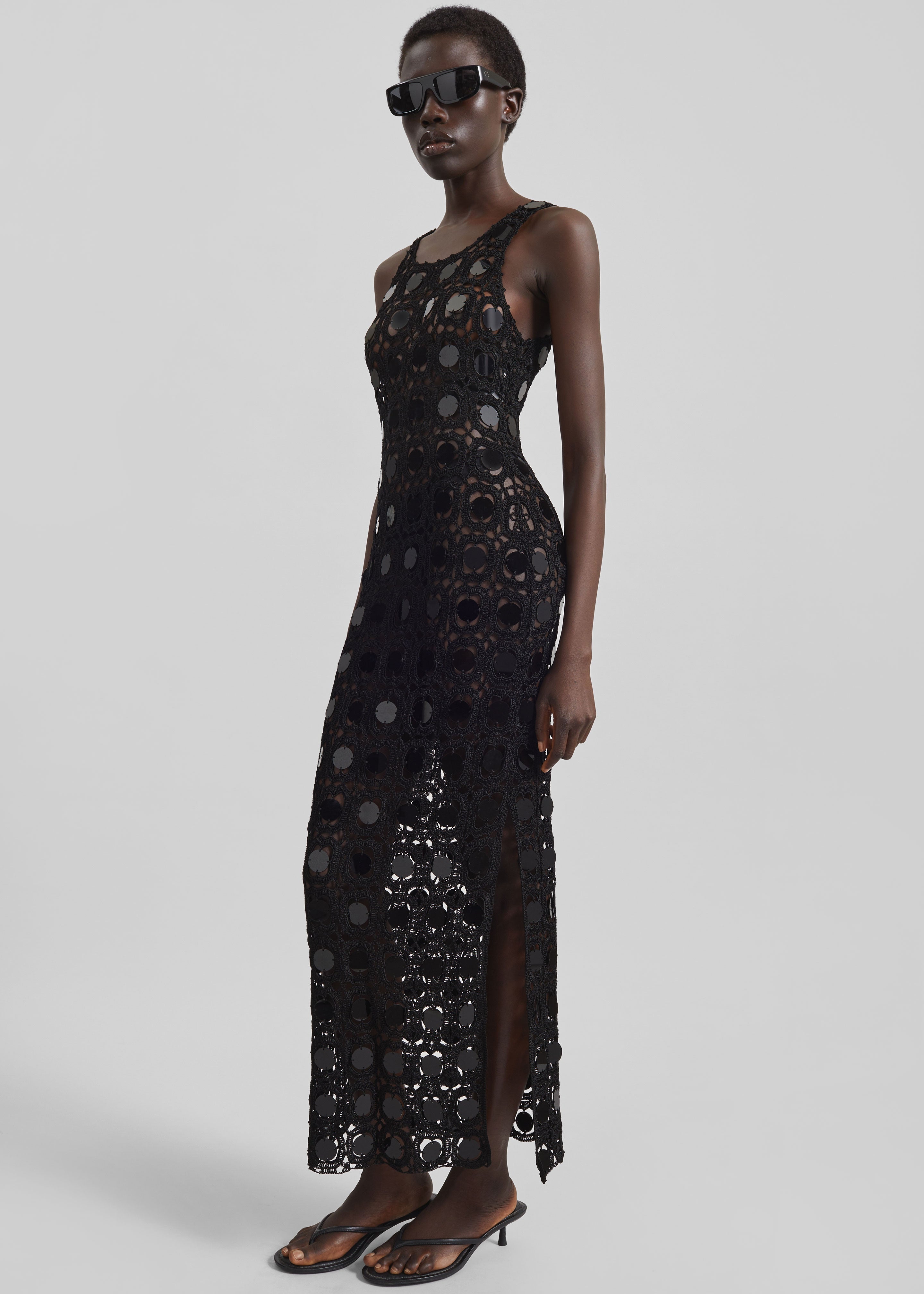 Hamina Mirror Crochet Dress - Black - 6