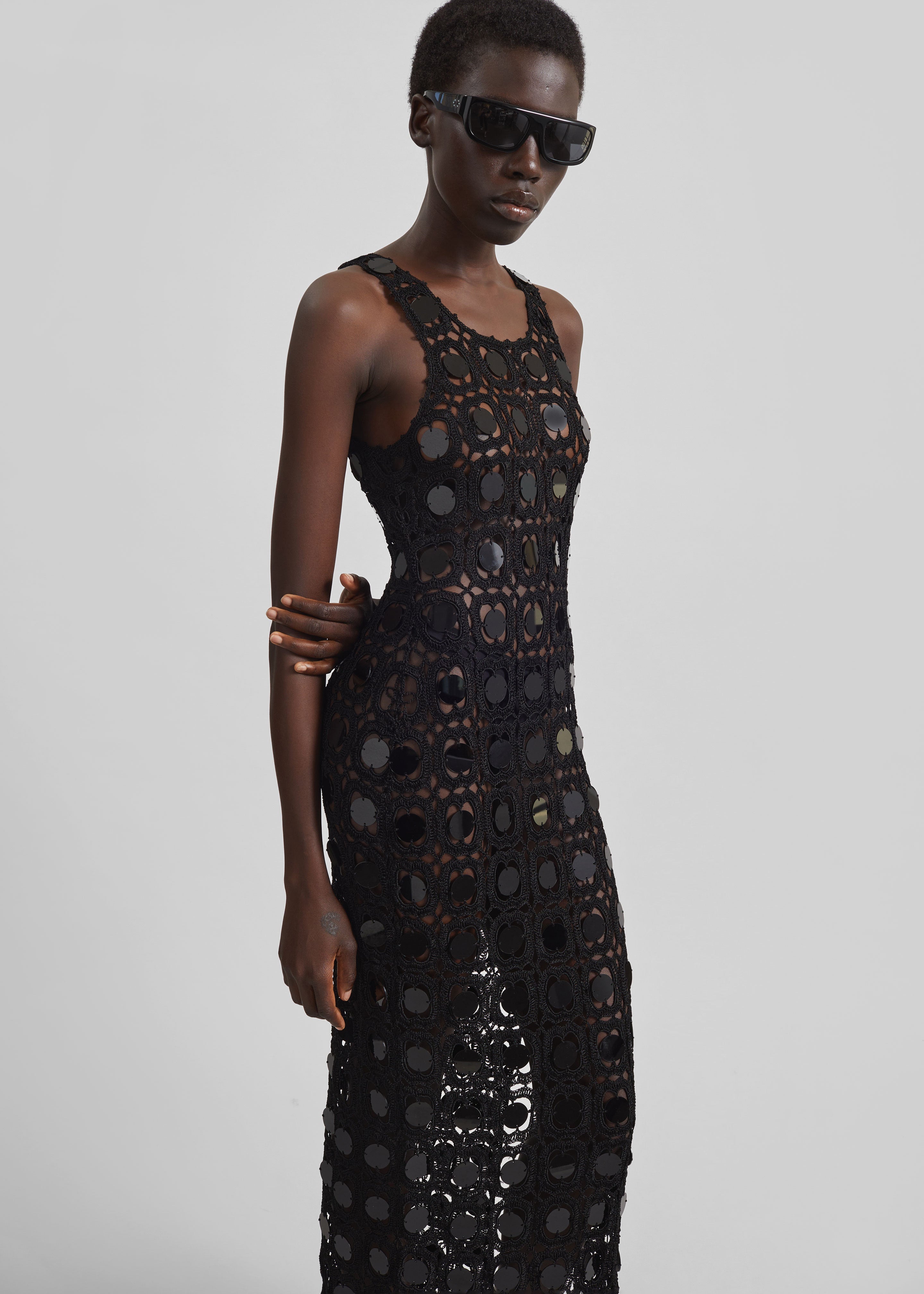 Hamina Mirror Crochet Dress - Black - 3