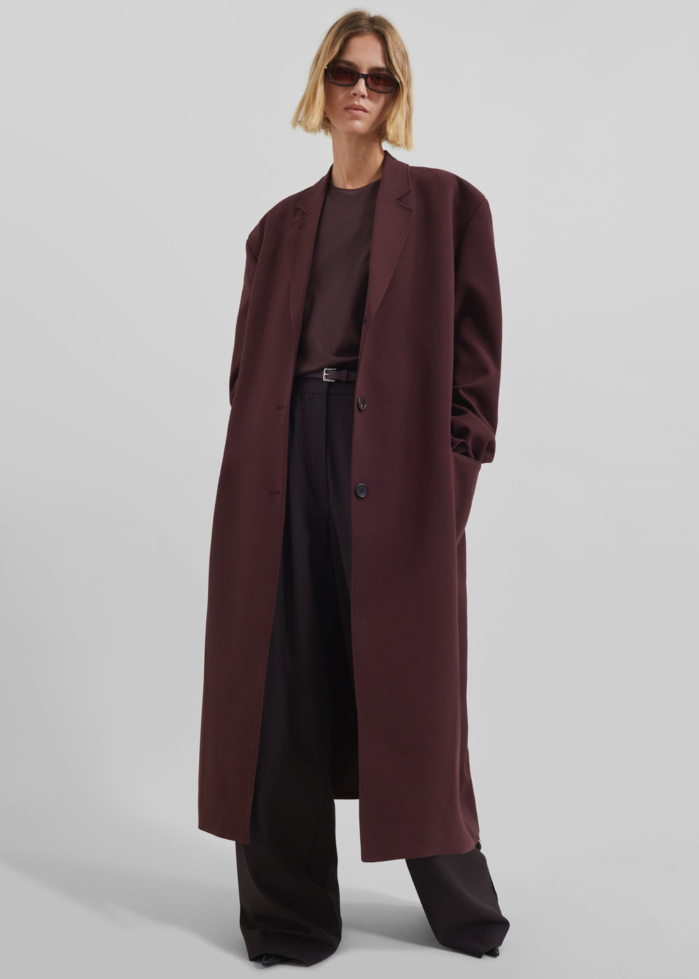 Hampton Long Coat - Burgundy - 1