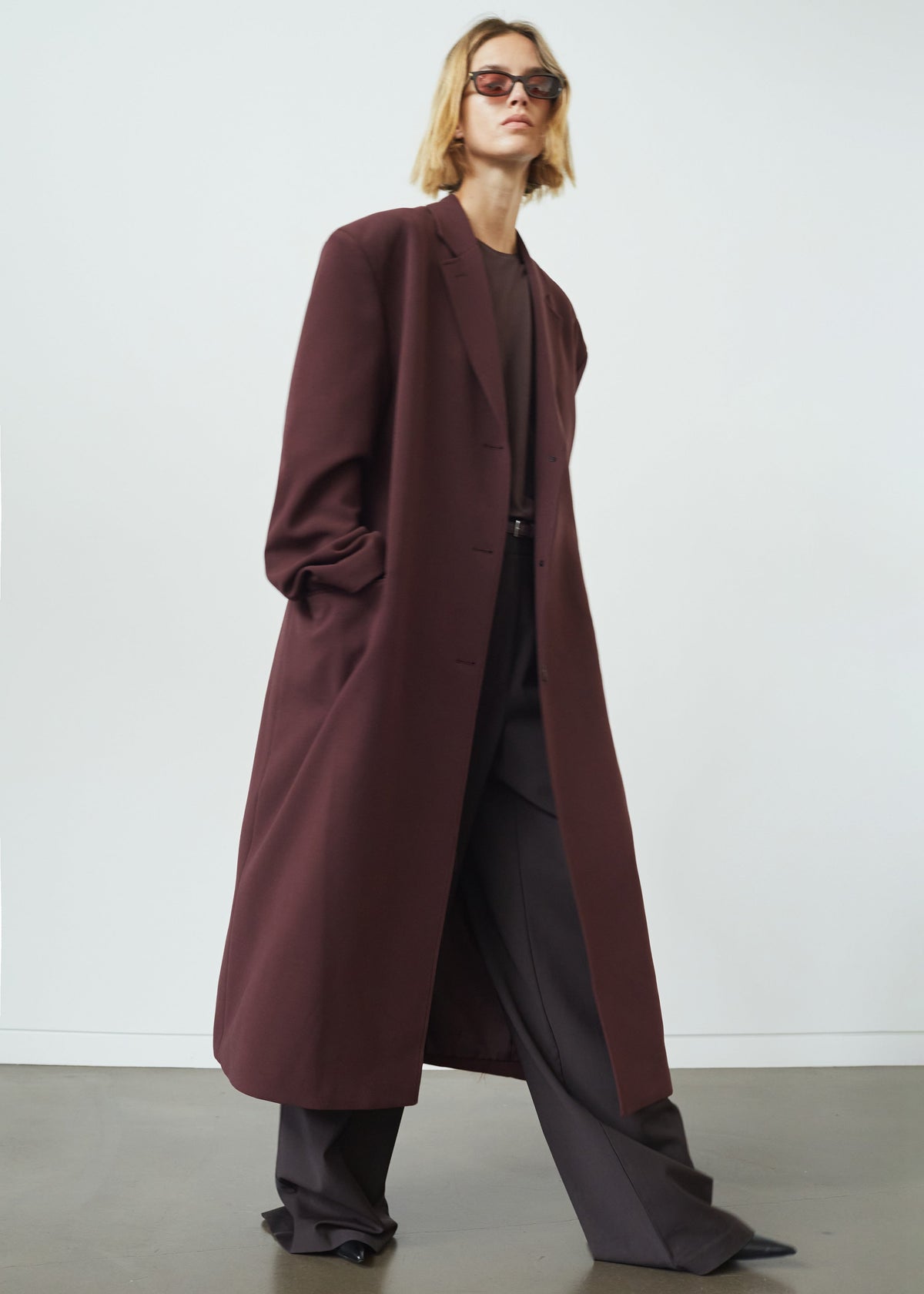 Hampton Long Coat - Burgundy - 8