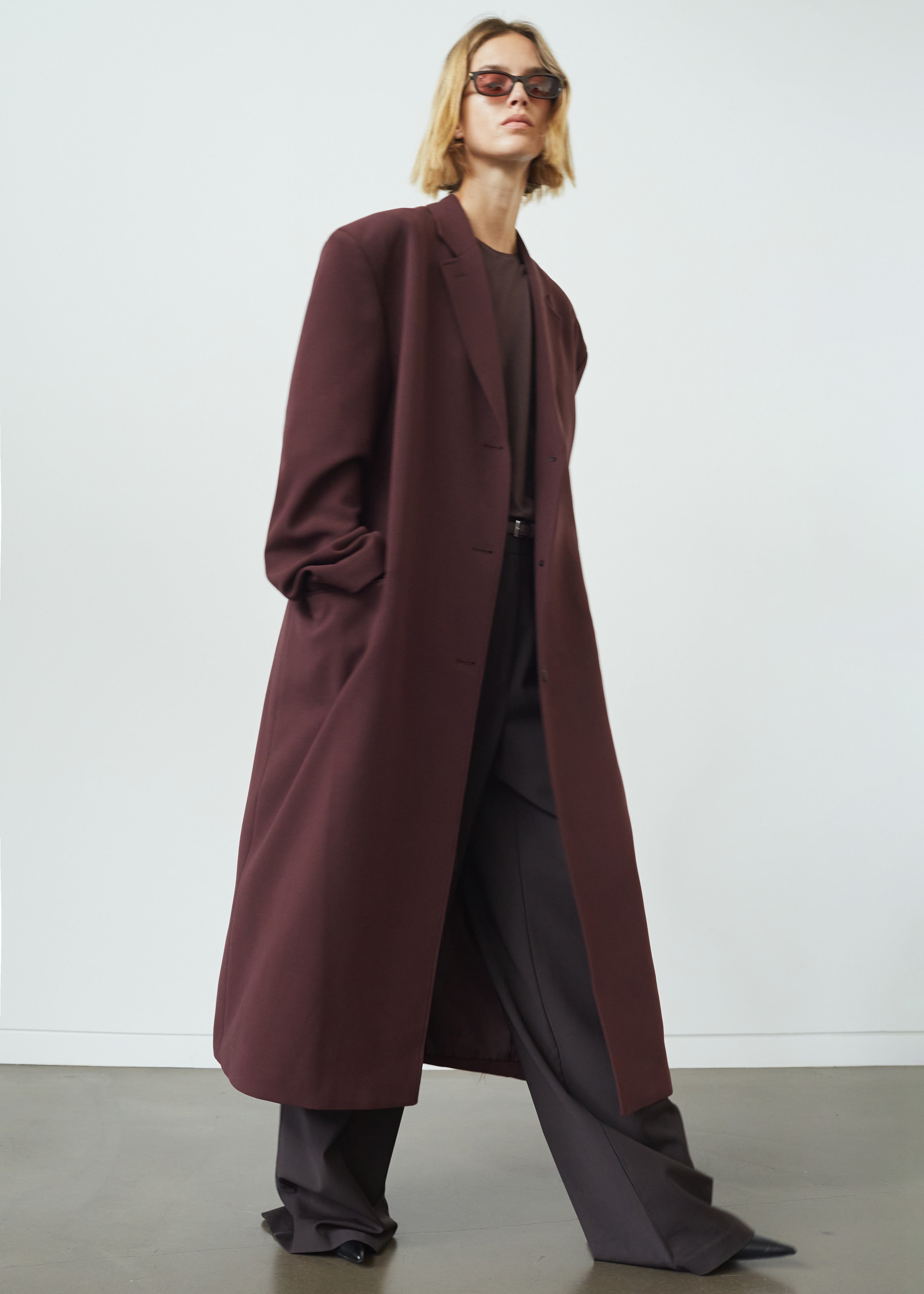 Hampton Long Coat - Burgundy - 8