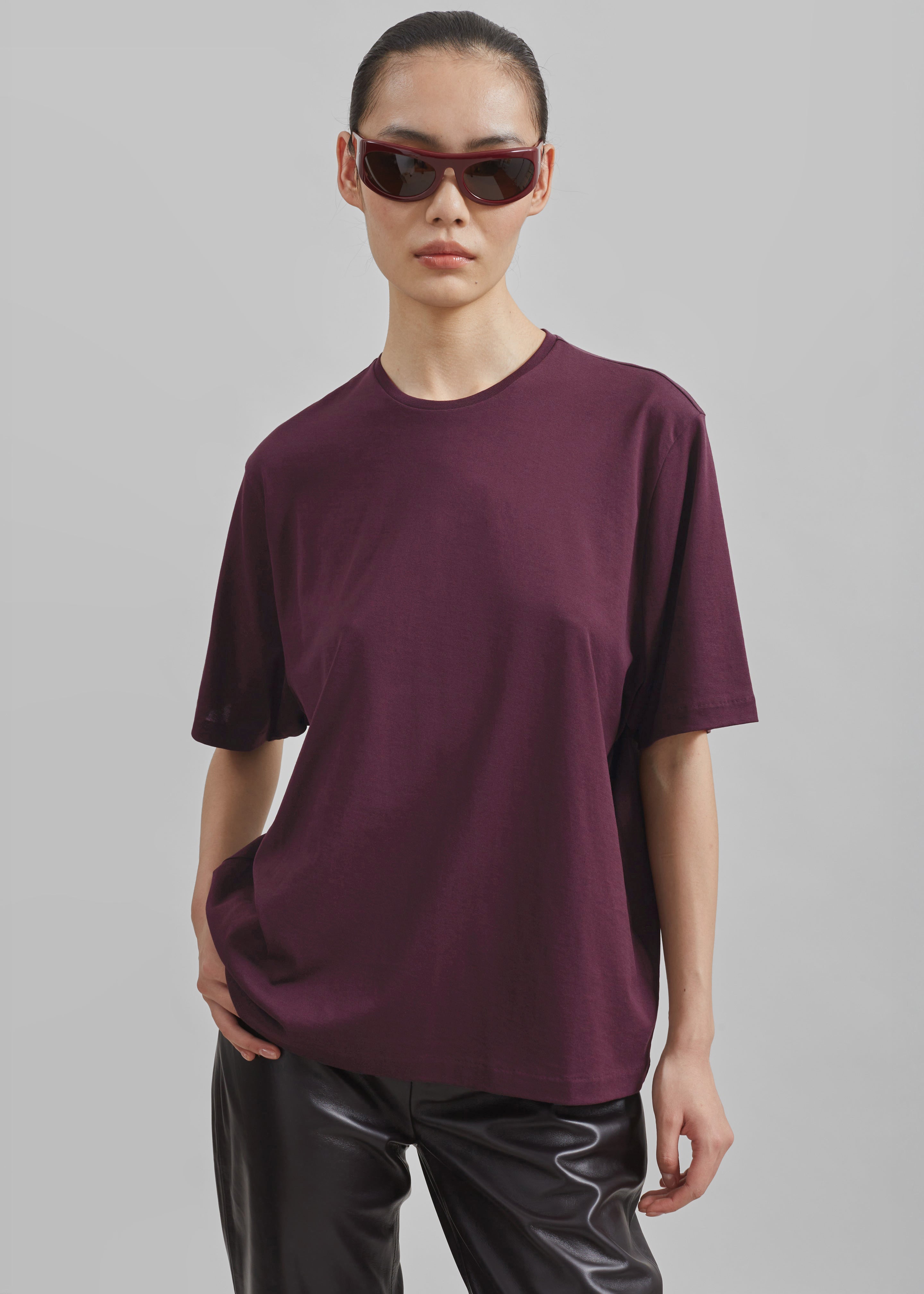 Harper Soft Organic T-Shirt - Burgundy - 1