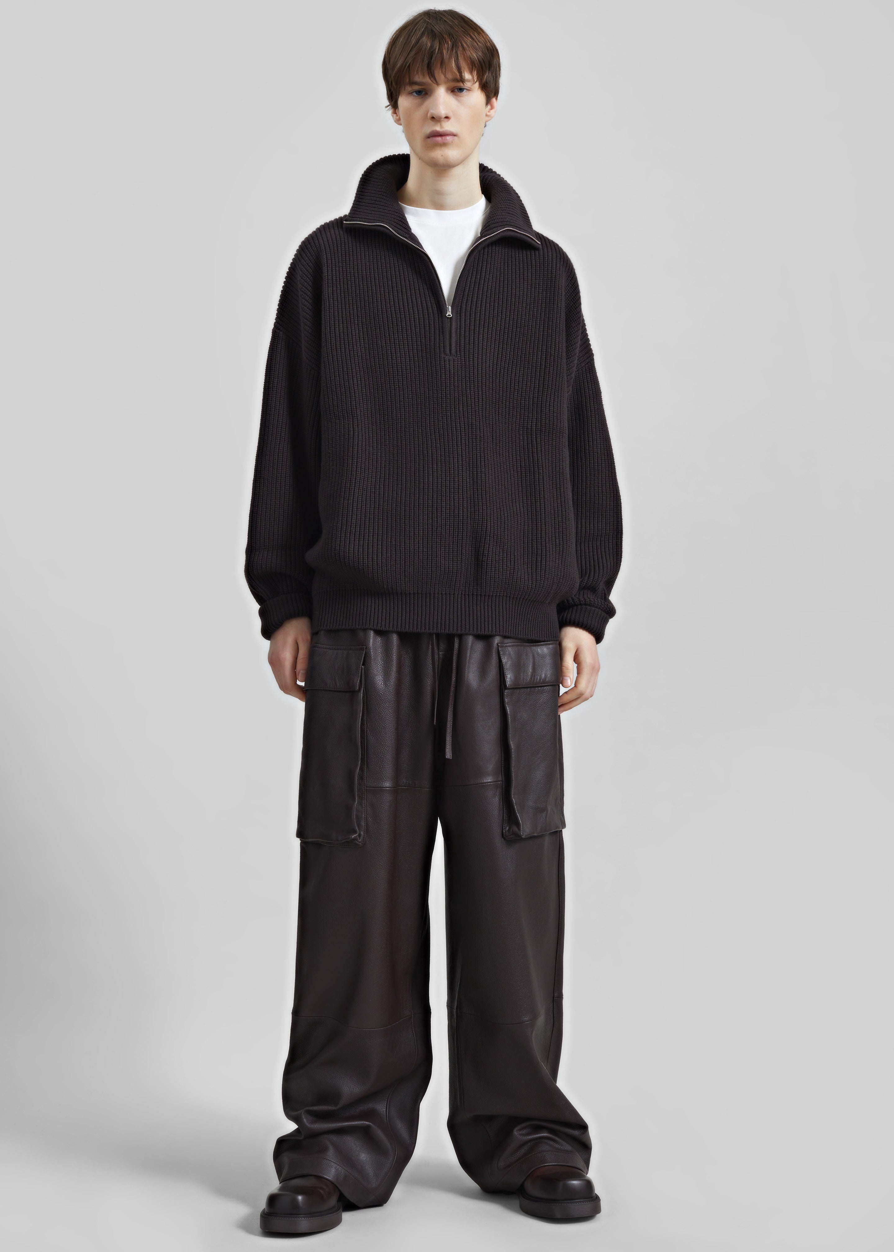 Harrison Quarter Zip Jumper - Dark Plum - 3