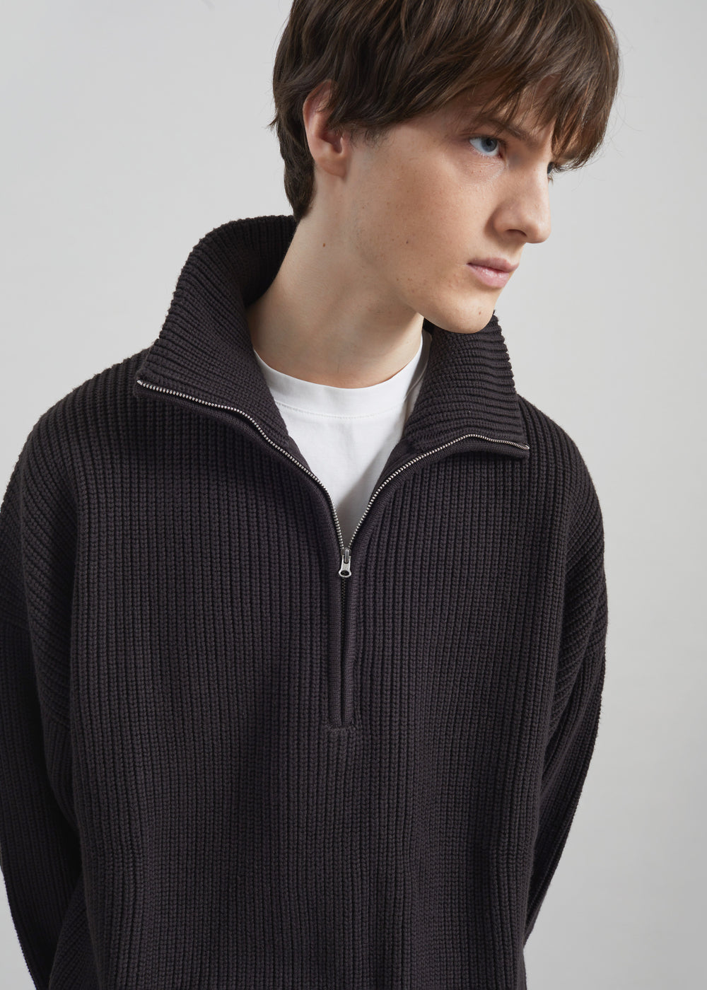 Harrison Quarter Zip Jumper - Dark Plum - 1