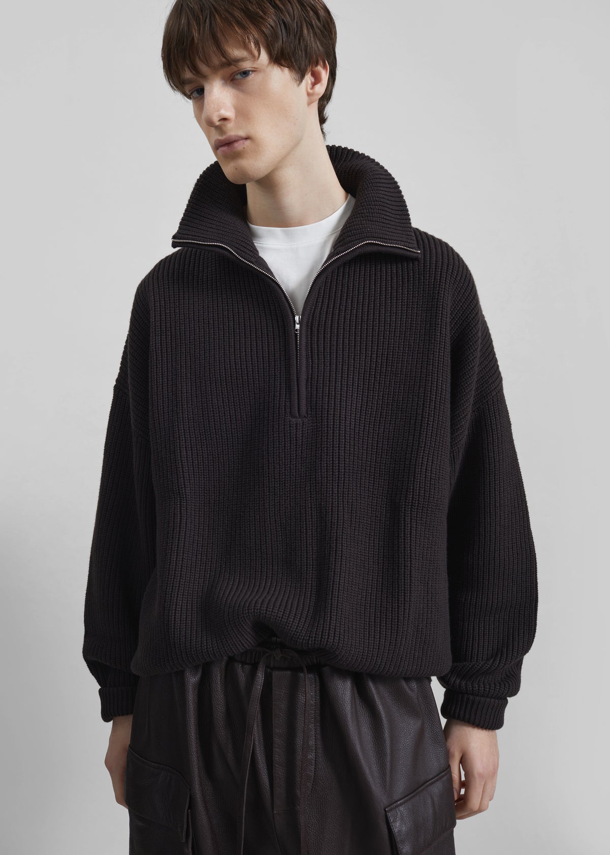 Harrison Quarter Zip Jumper - Dark Plum - 1