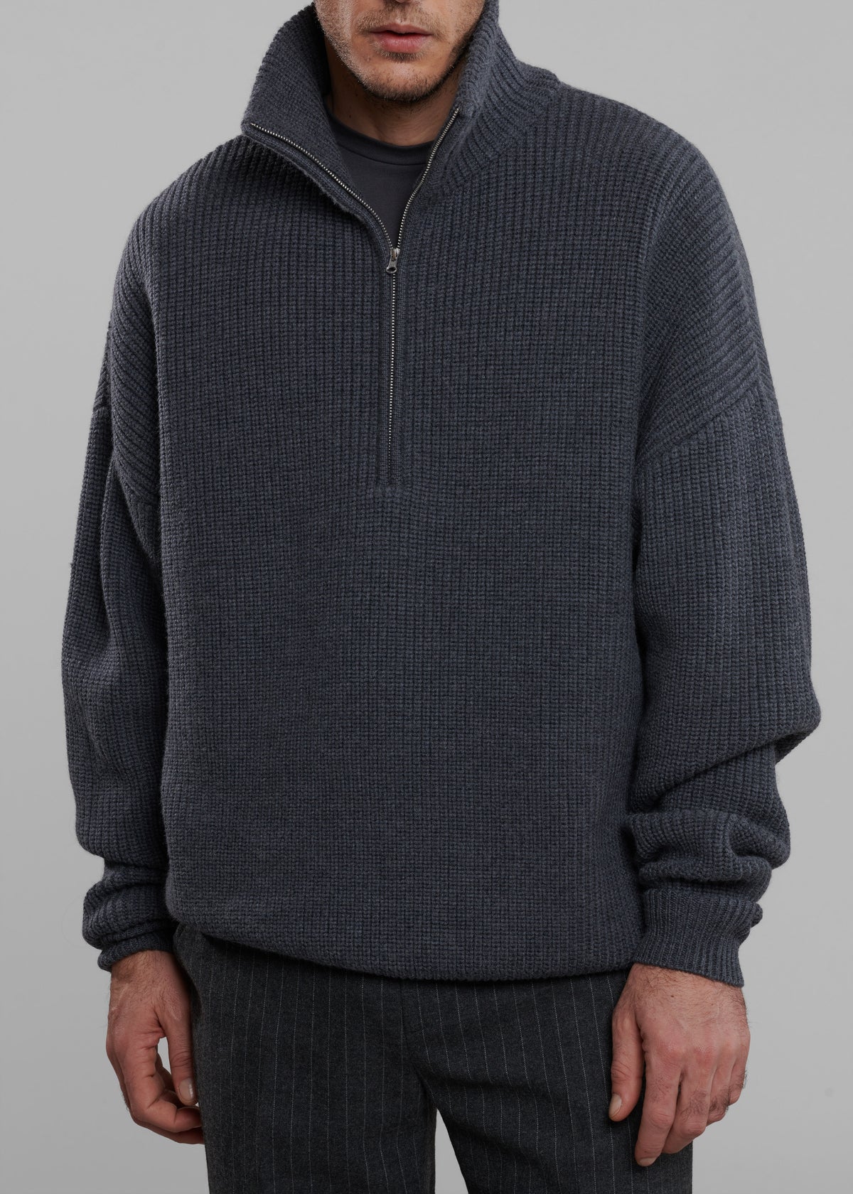 Harrison Quarter Zip Jumper - Grey Melange - 2