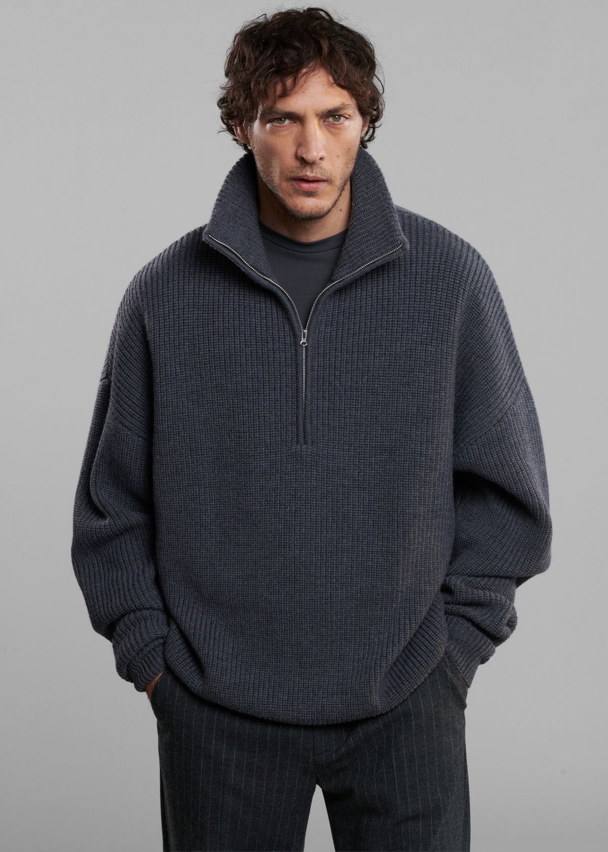 Harrison Quarter Zip Jumper - Grey Melange - 4