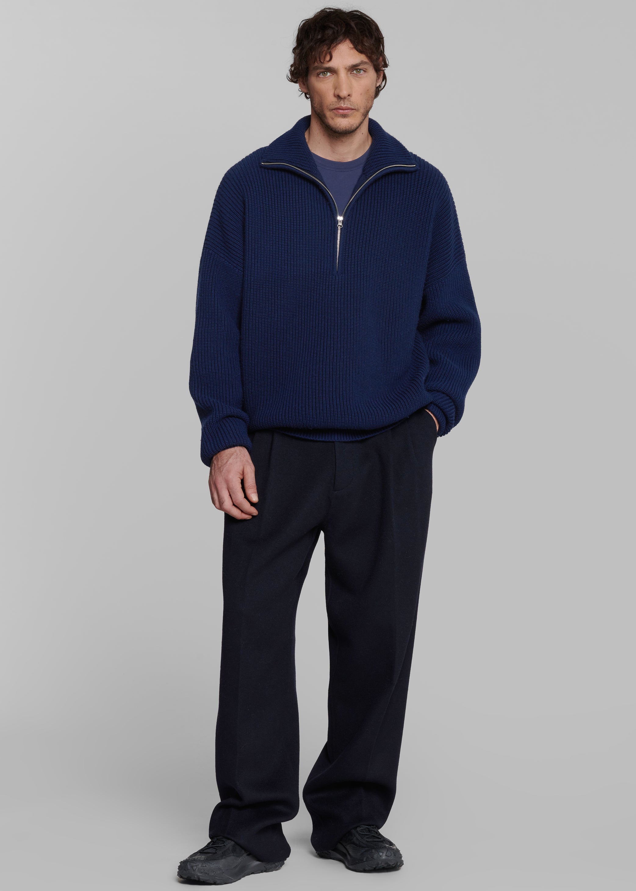 Shop the look image for Harrison Quarter Zip Jumper - Navy