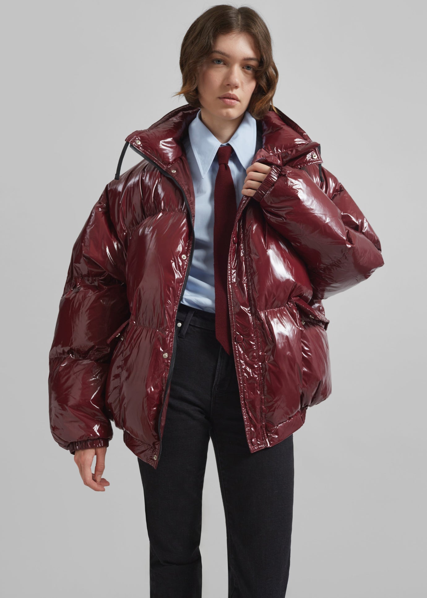 Harrow Glossy Puffer Jacket - Burgundy - 1