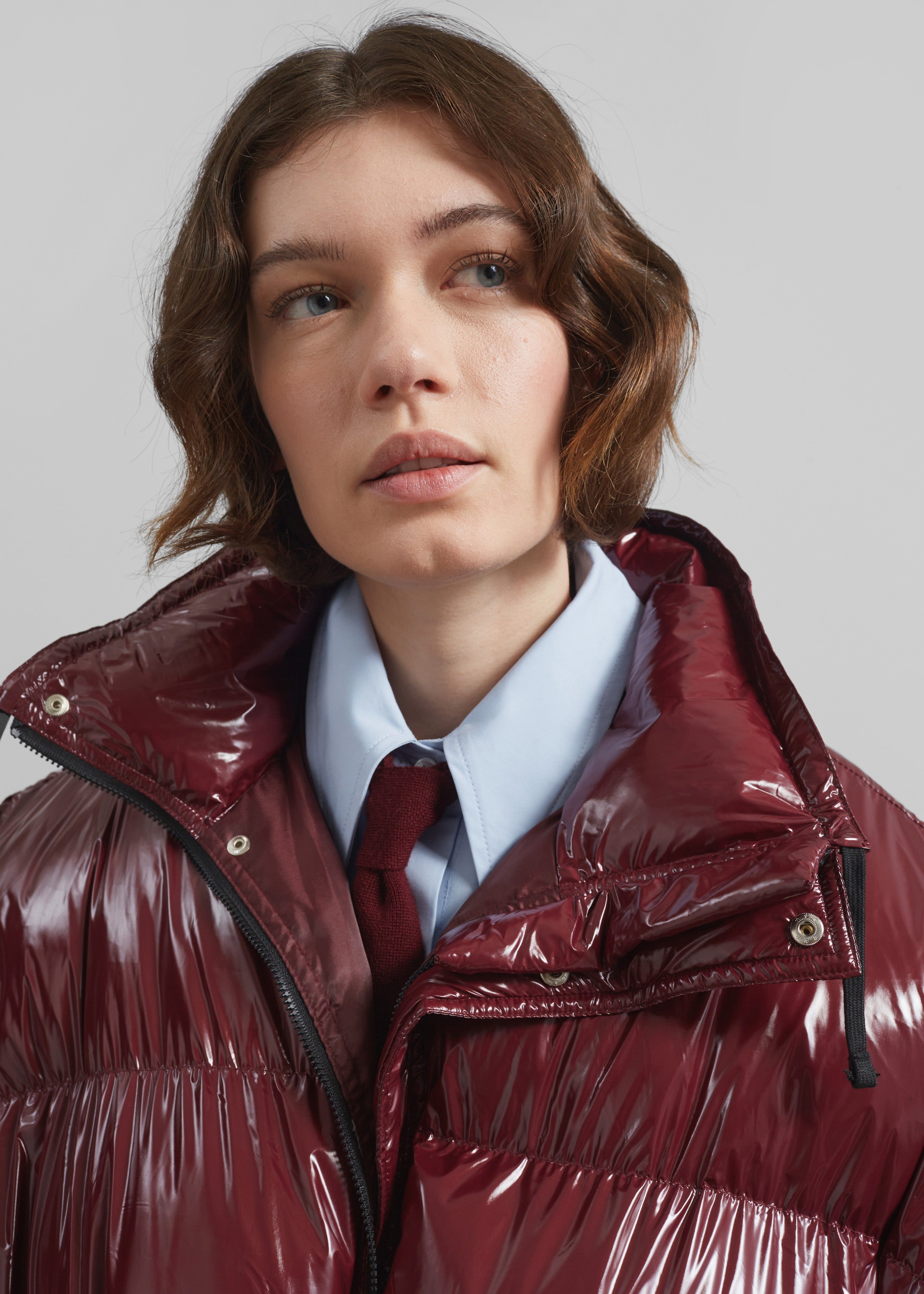 Harrow Glossy Puffer Jacket - Burgundy - 5