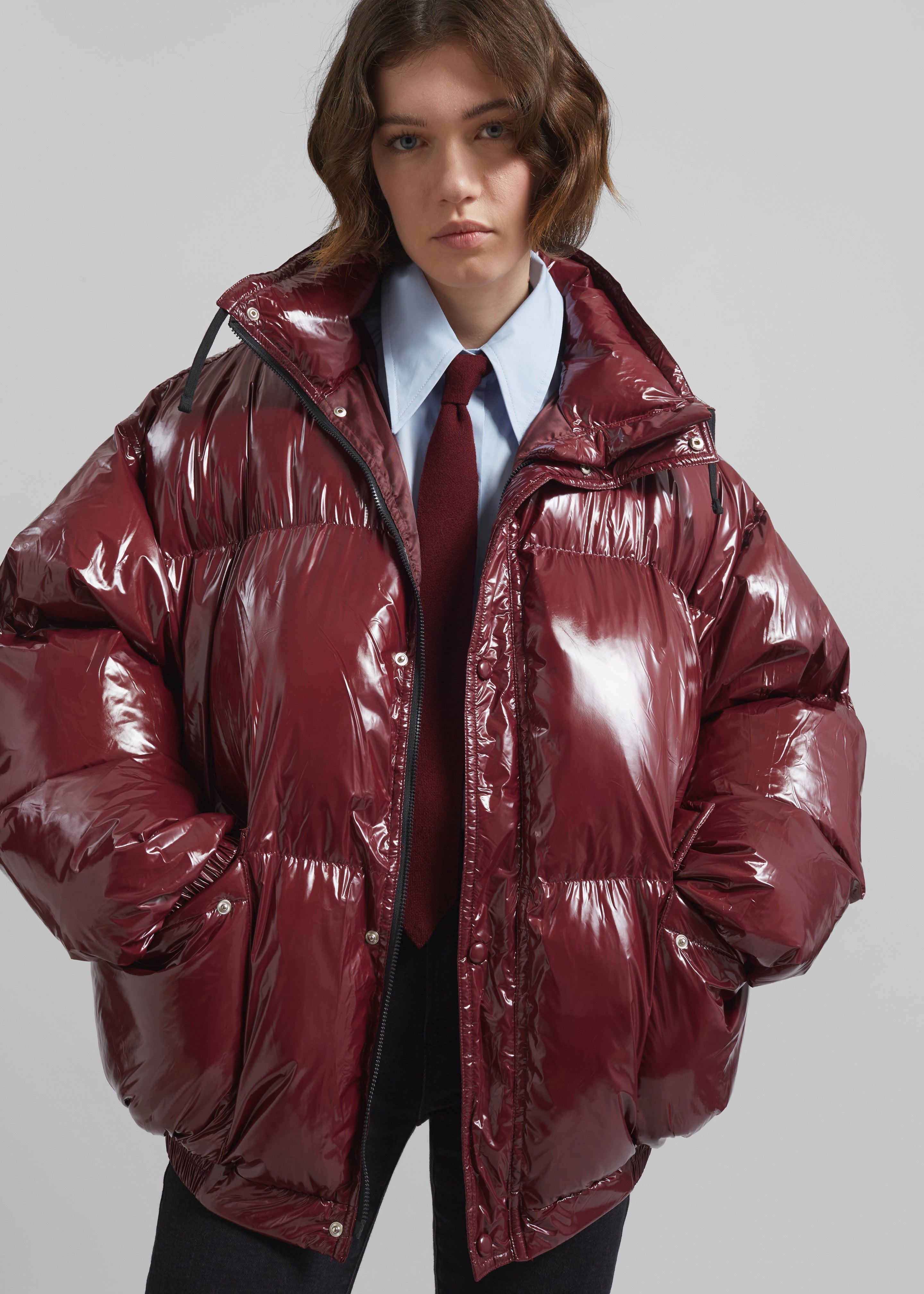 Harrow Glossy Puffer Jacket - Burgundy - 6