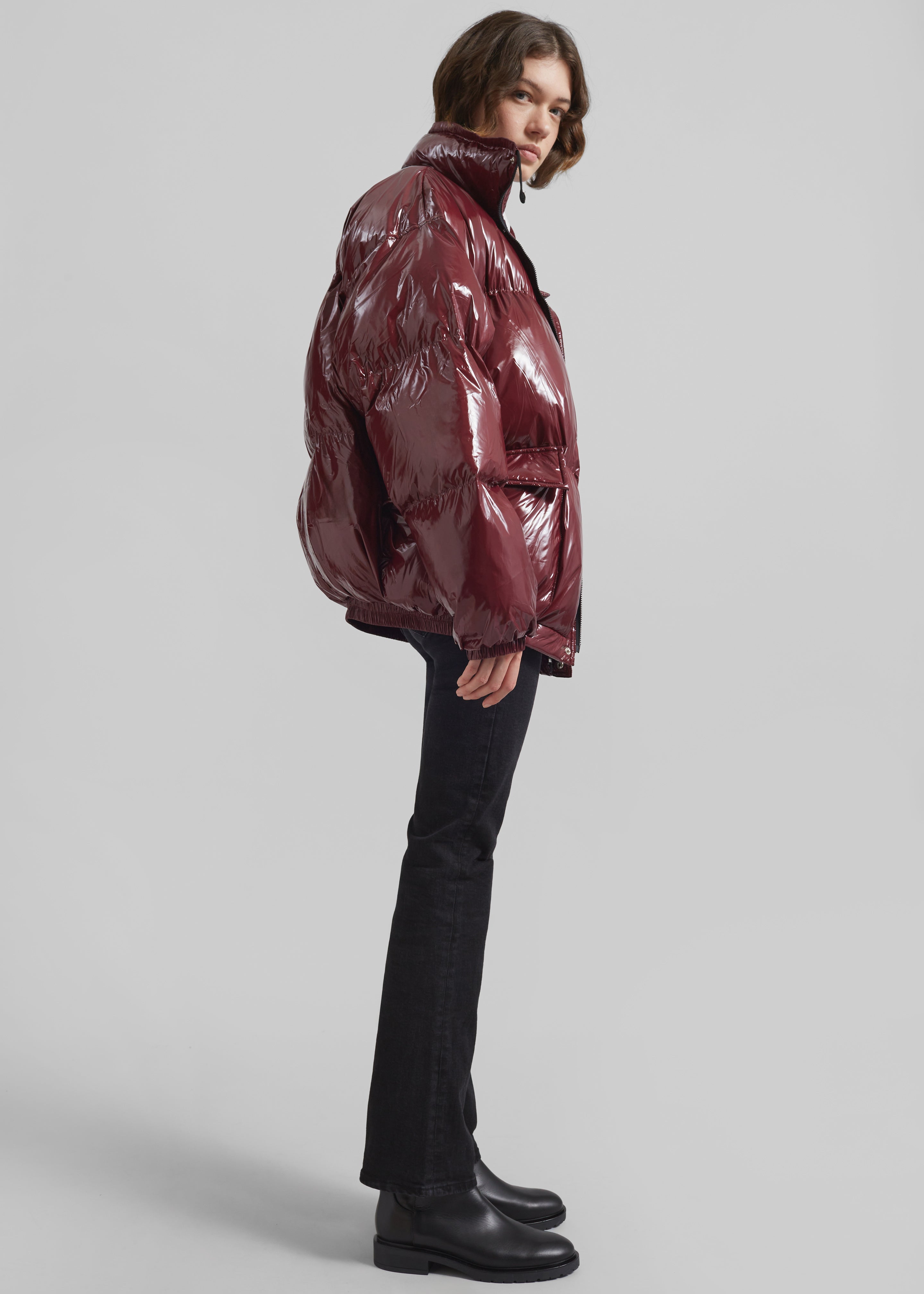 Harrow Glossy Puffer Jacket - Burgundy - 7